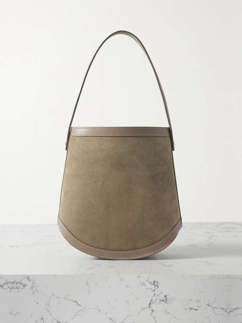 Savette Bucket Leather-trimmed Suede Shoulder Bag