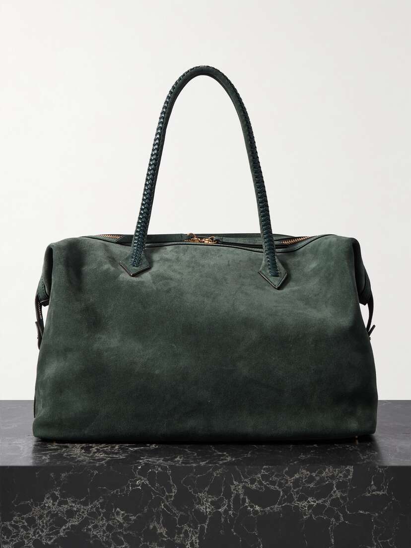 Métier Perriand All Day Braided Leather-trimmed Suede Tote