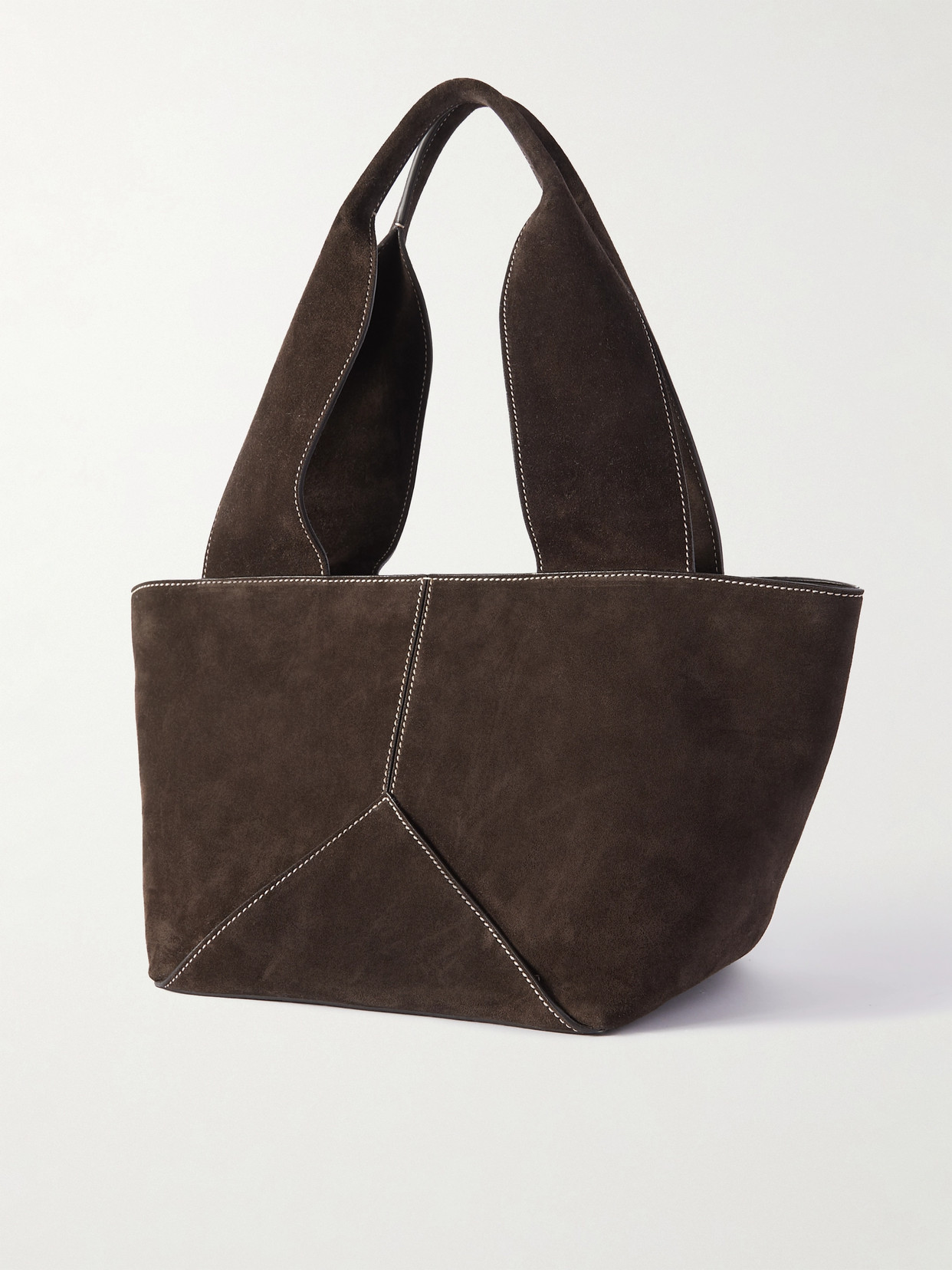 Metier Market Small Suede Tote In Brown