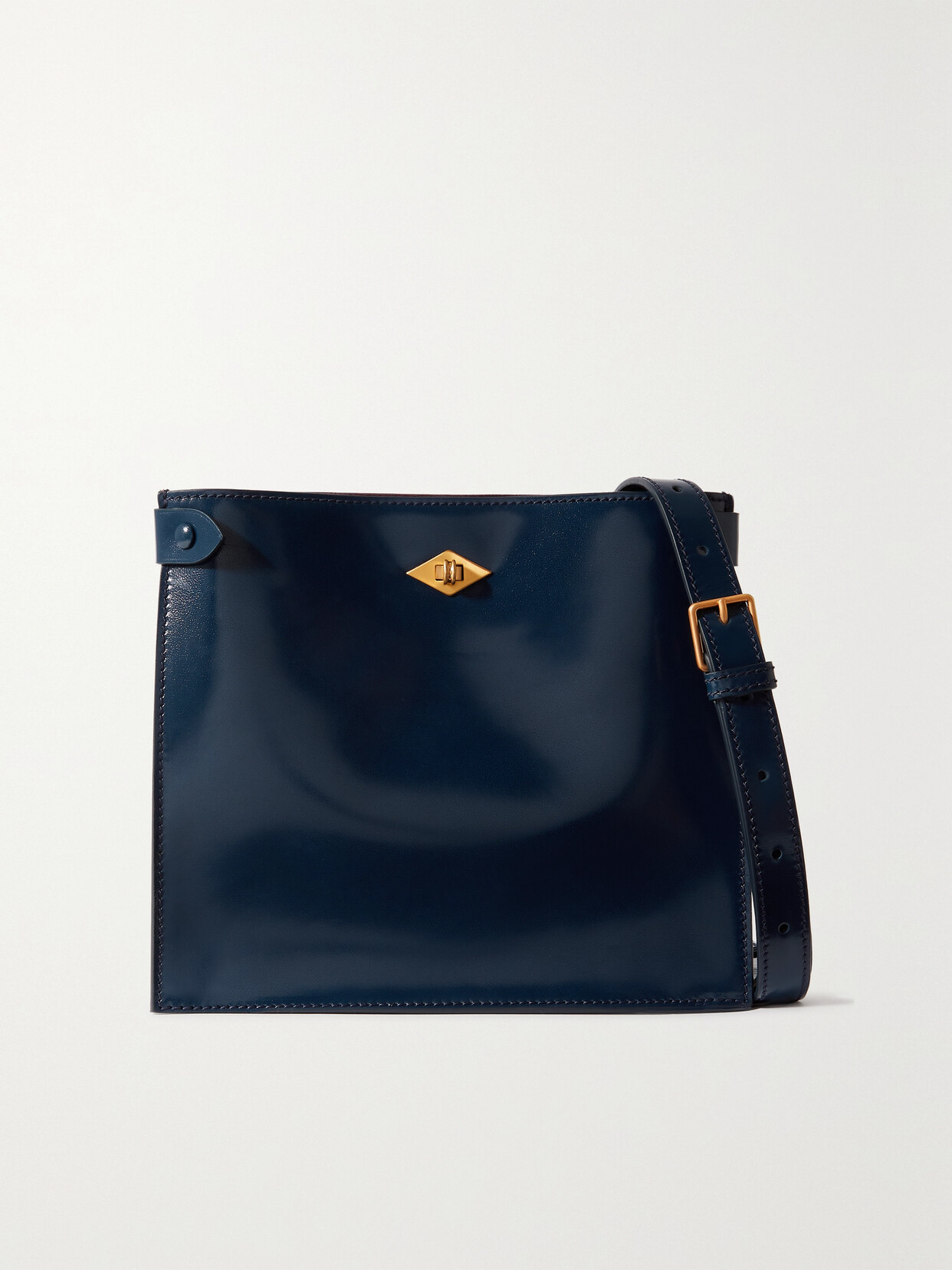 Métier - Stowaway Glossed-leather Shoulder Bag - Blue