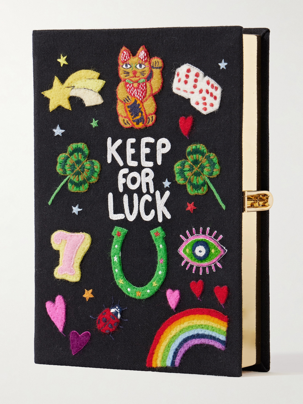 Olympia Le-Tan + Nina Darzi Keep For Luck Embroidered Appliquéd Canvas Clutch