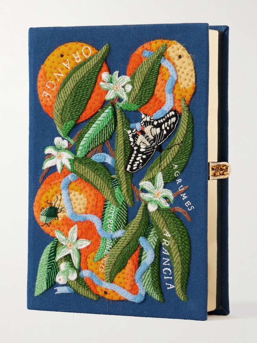 Olympia Le-Tan + Holly Ovenden Oranges Embroidered Appliquéd Canvas Clutch