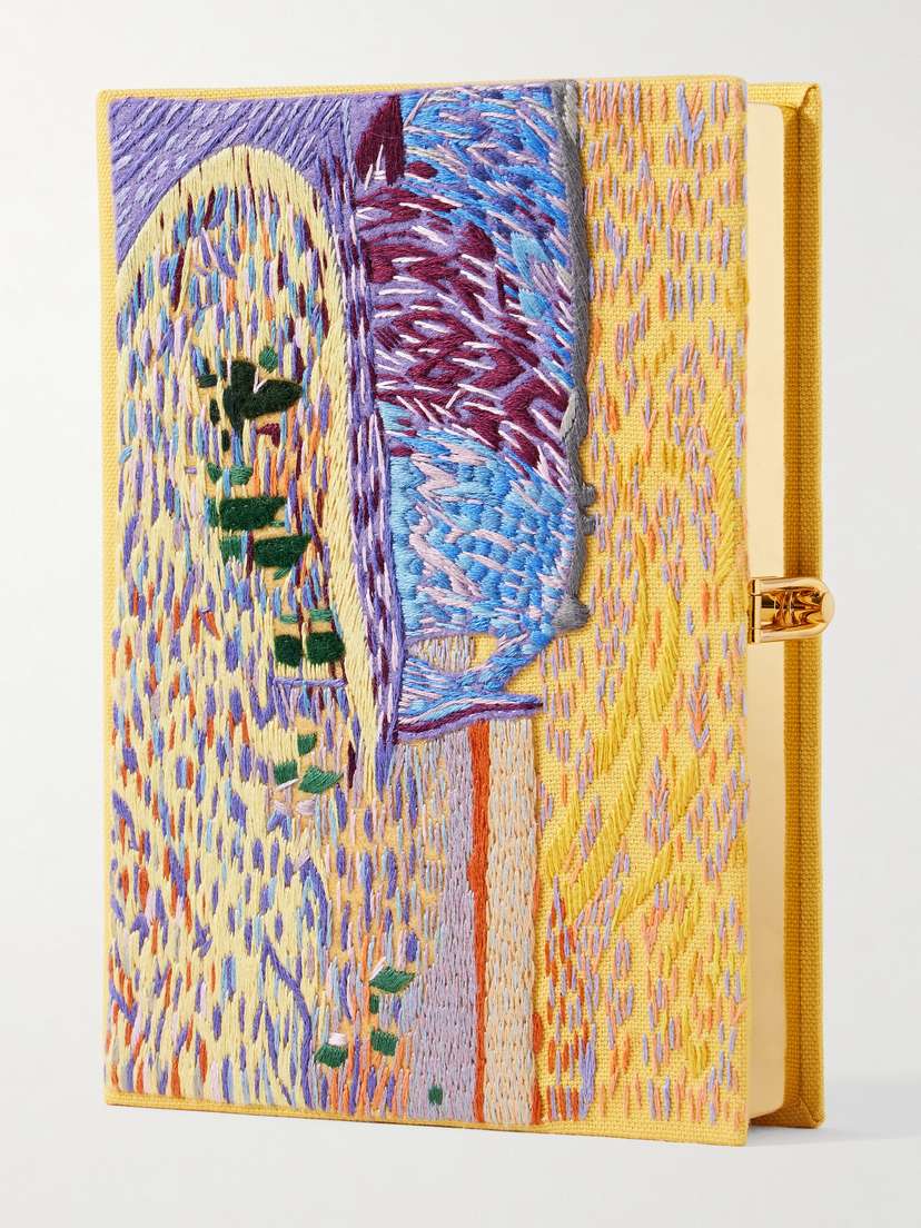 Olympia Le-Tan Monet Etretat Museum Embroidered Appliquéd Canvas Clutch