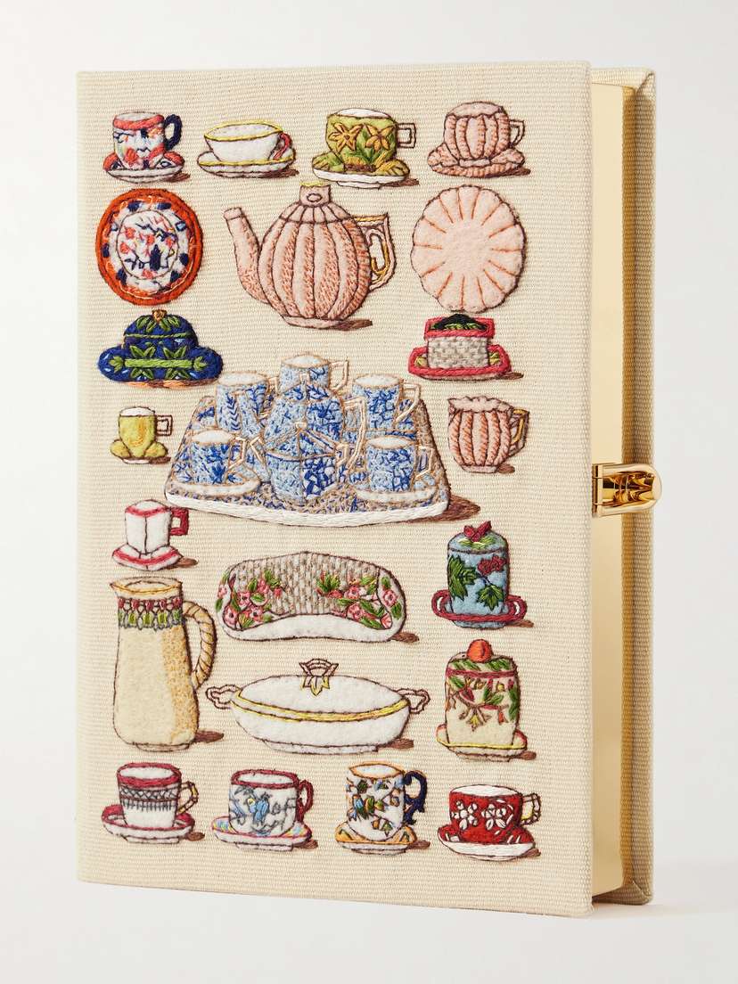 Olympia Le-Tan Tea Time Embroidered Appliquéd Canvas Clutch -  - One size