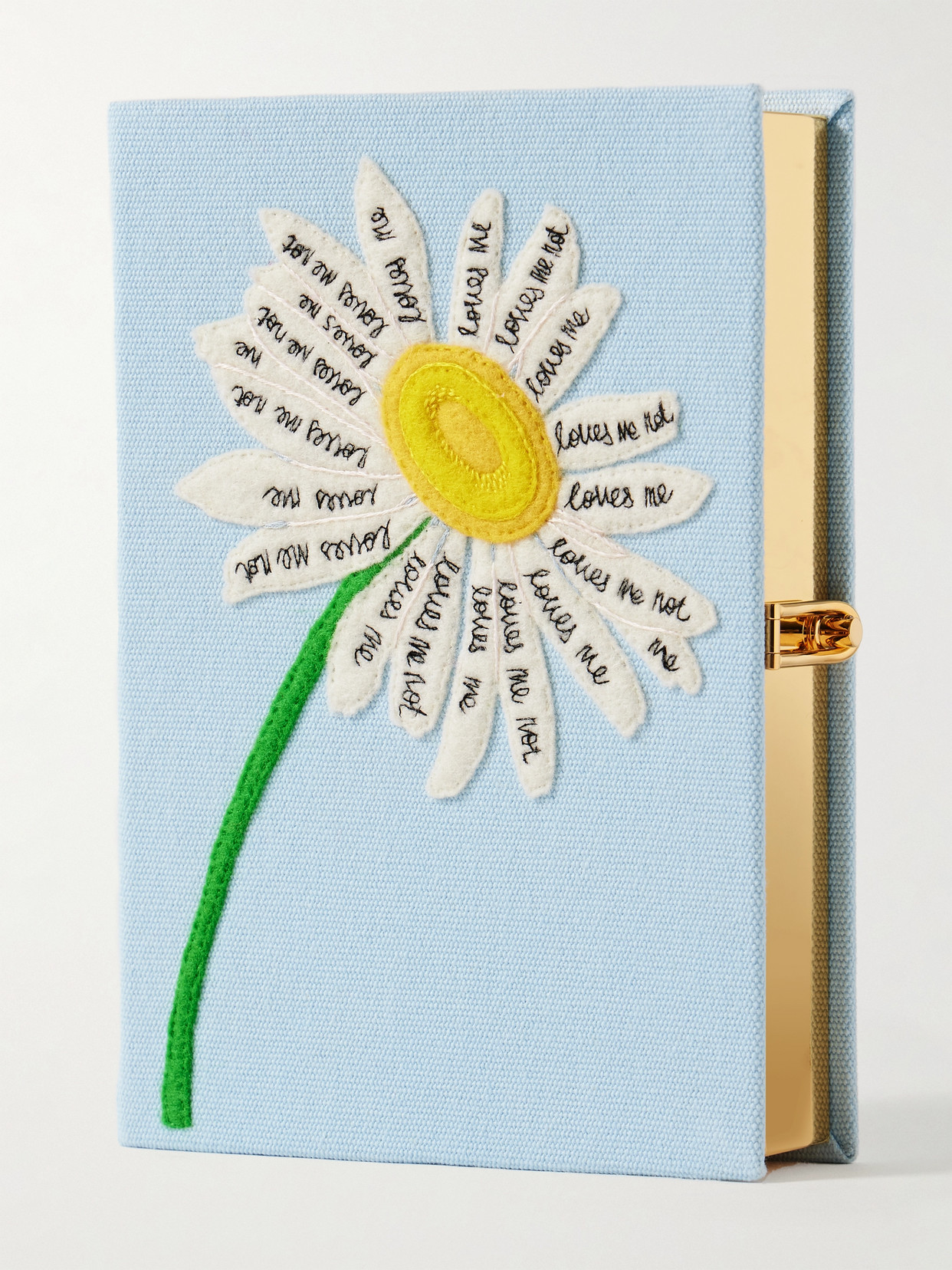 Olympia Le-Tan + Nina Darzi Love Me, Love Me Not Embroidered Appliquéd Canvas Clutch