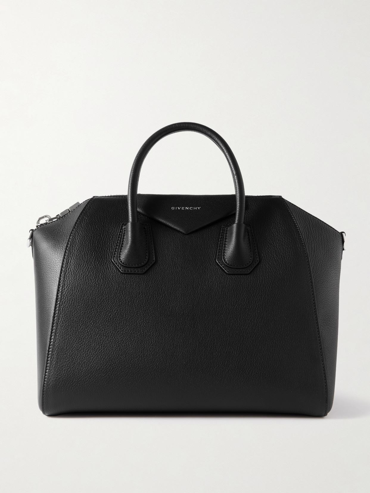 Shop Givenchy Antigona Medium Textured-leather Tote In Black