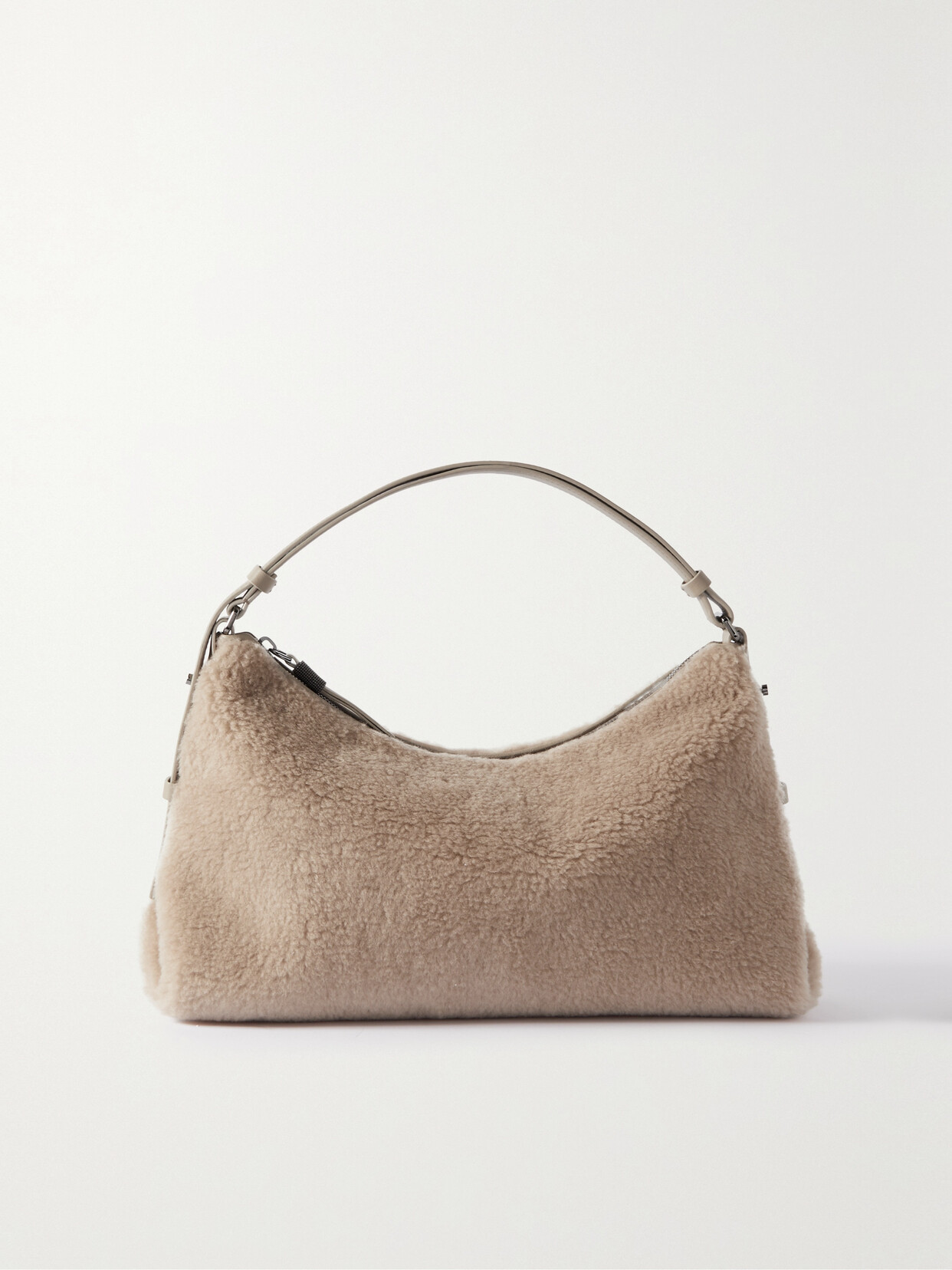 Brunello Cucinelli Large Leather-trimmed Faux Fur Shoulder Bag