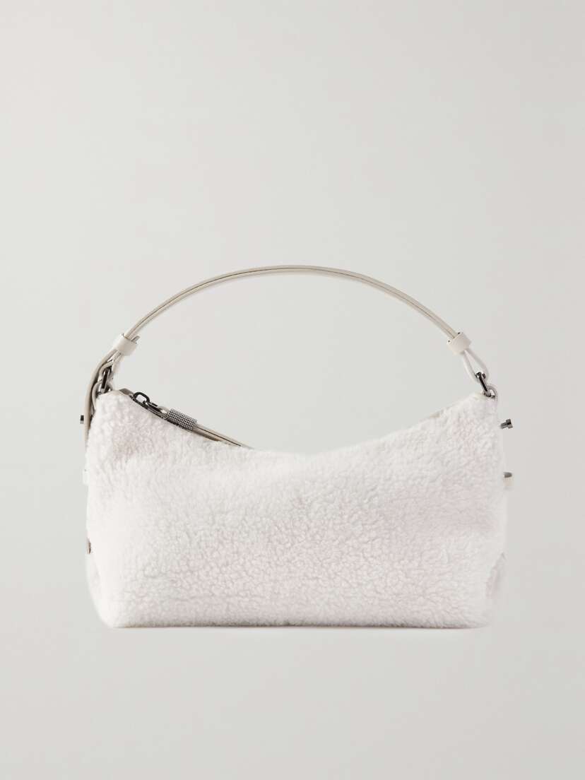Brunello Cucinelli Small Leather-trimmed Faux Fur Shoulder Bag