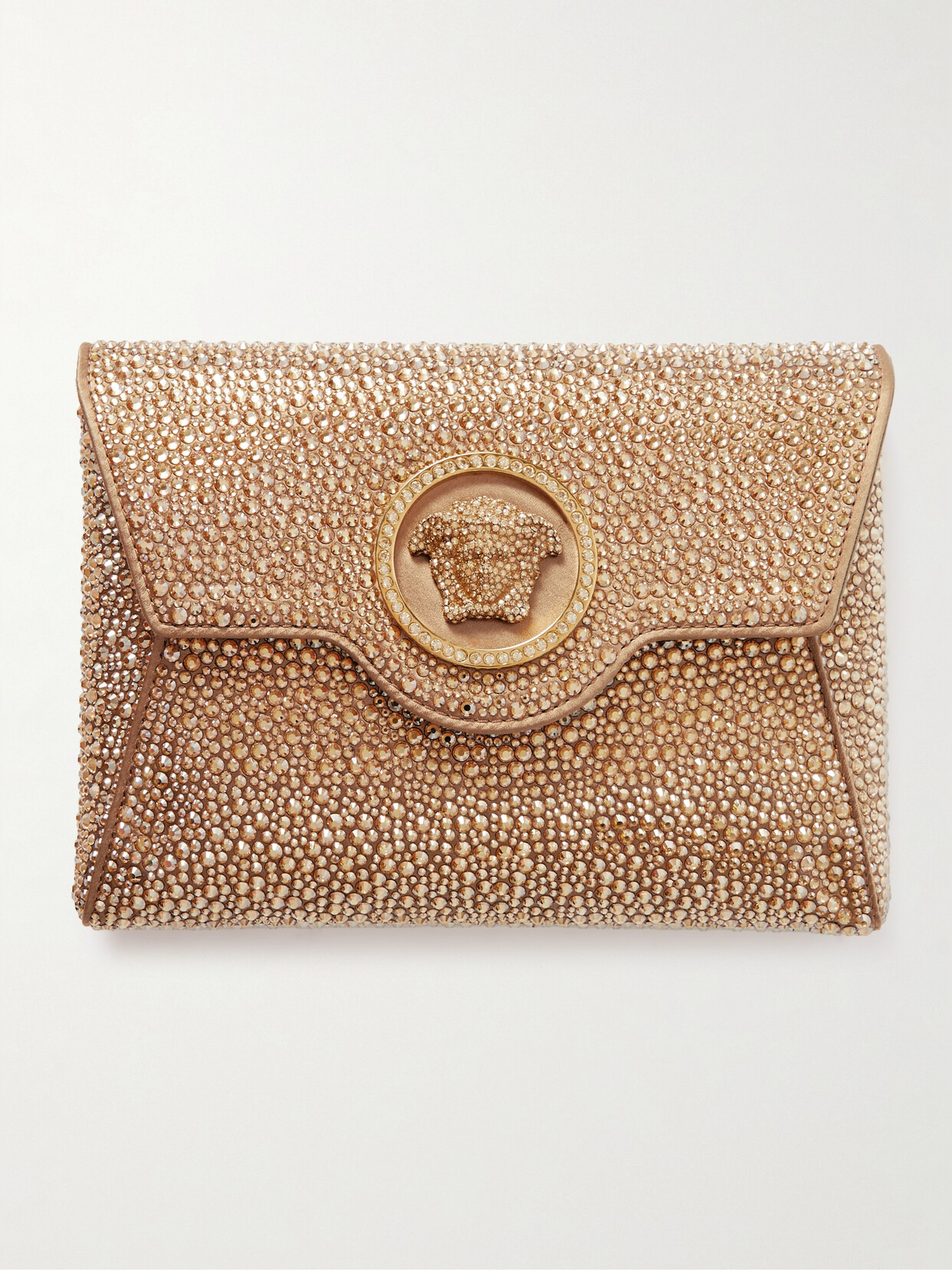 Versace Mini Crystal-embellished Satin Shoulder Bag - Gold