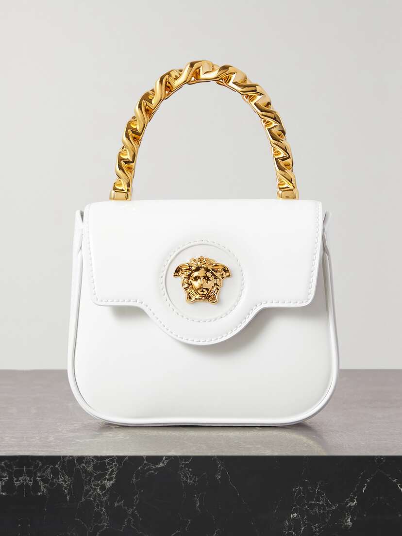Versace La Medusa Embellished Leather Shoulder Bag