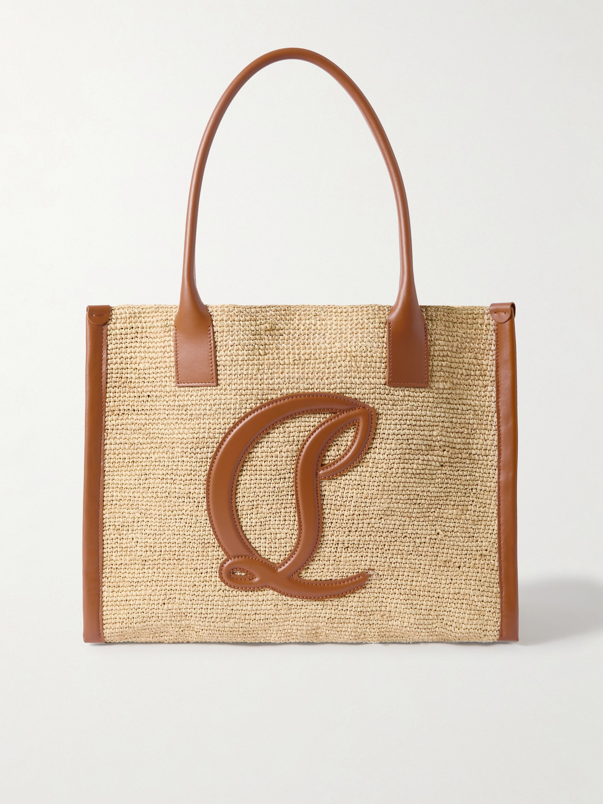 Christian Louboutin By My Side Large Leather-trimmed Raffia Tote In Neutrals