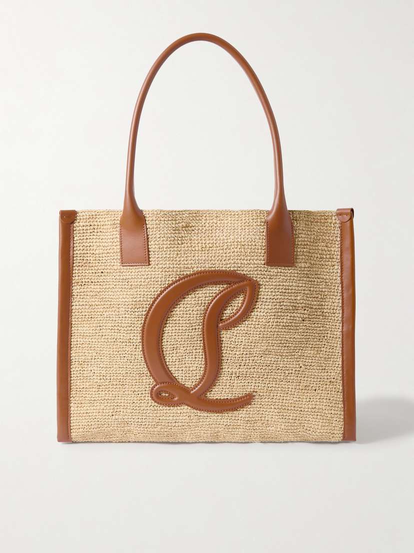Christian Louboutin By My Side Large Leather-trimmed Raffia Tote