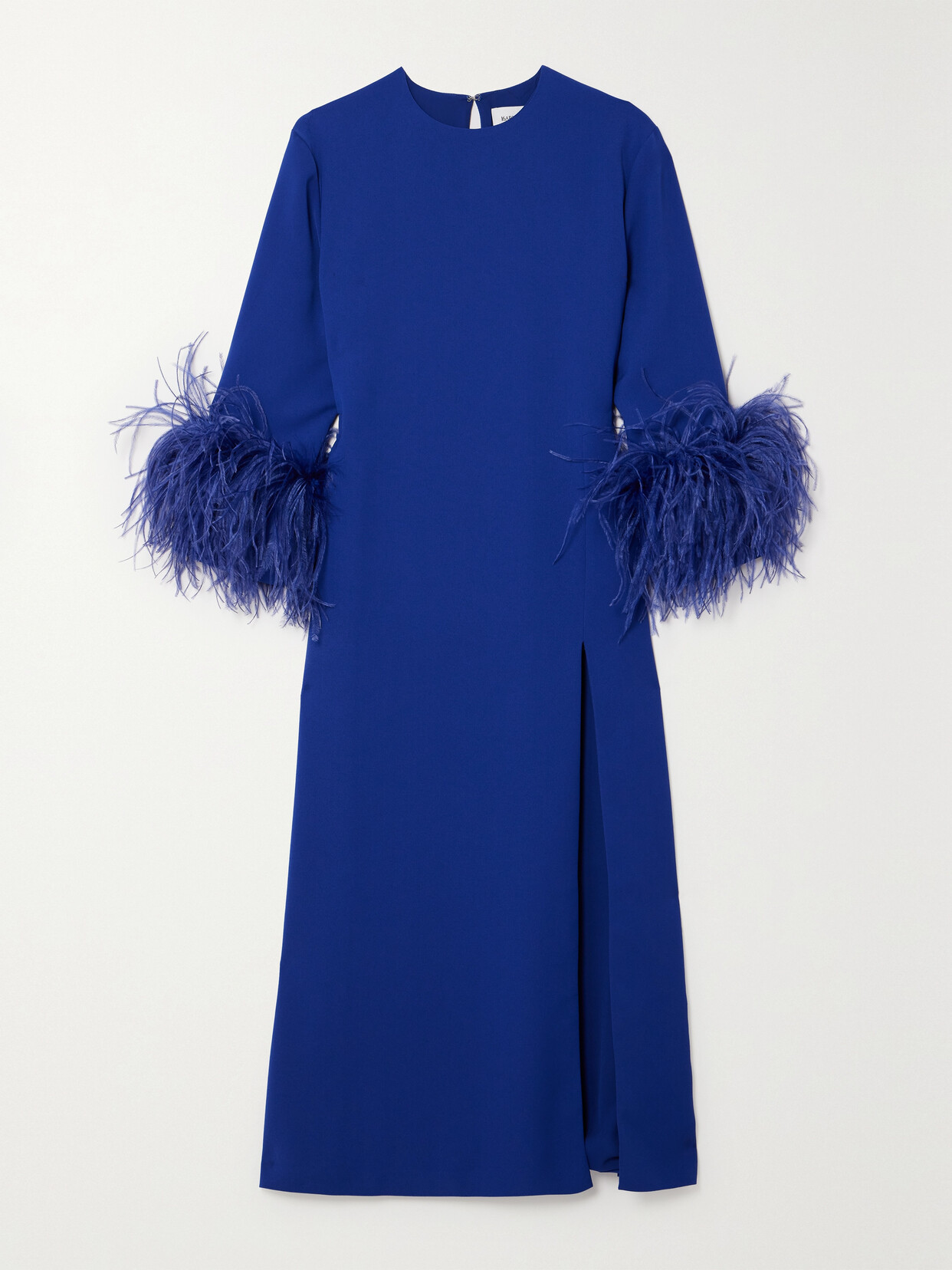 16ARLINGTON - Billie Feather-trimmed Twill Midi Dress - Blue