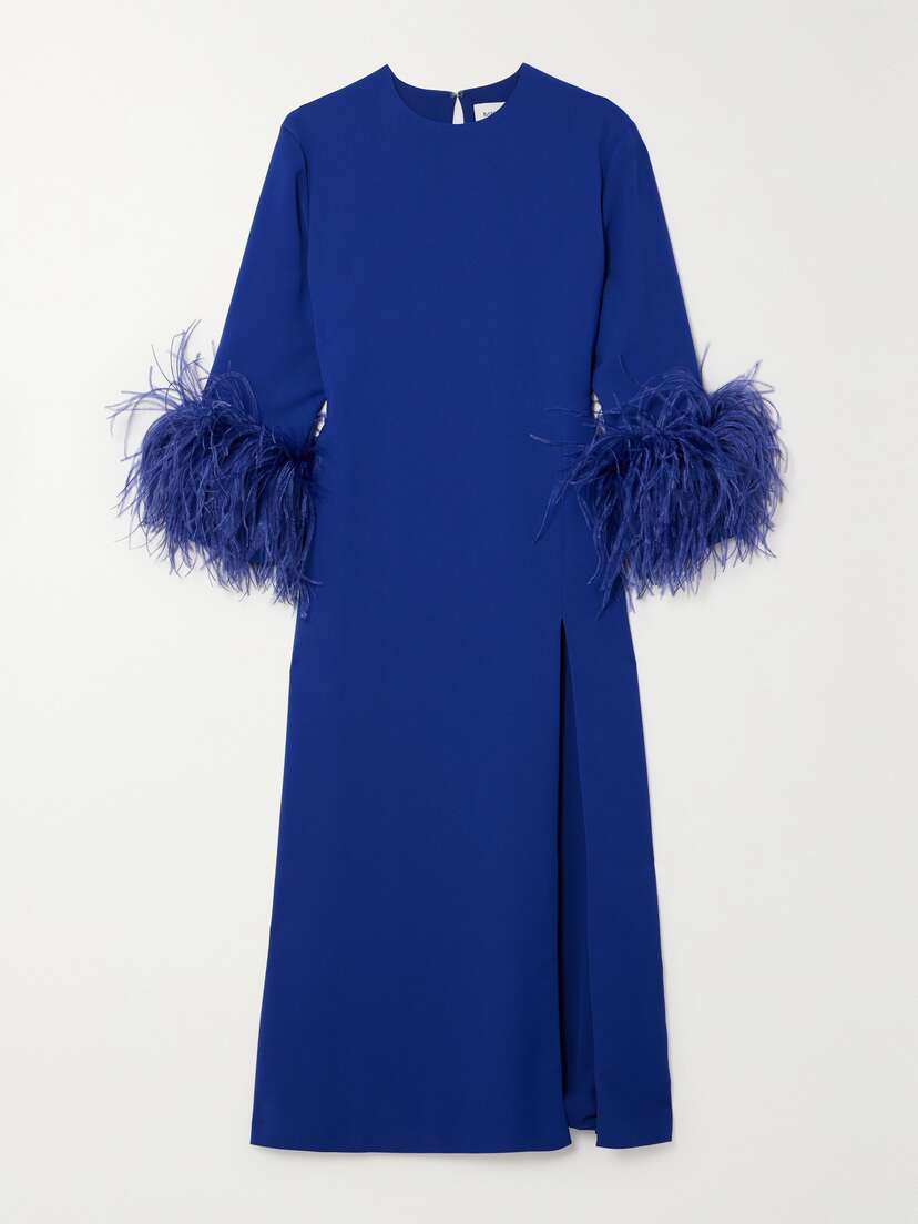 16Arlington Billie Feather-trimmed Twill Midi Dress