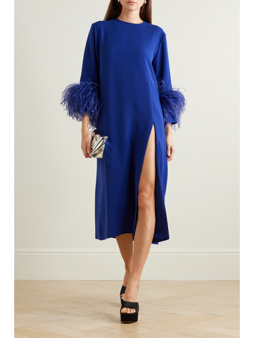 16Arlington Billie feather-trimmed twill midi dress