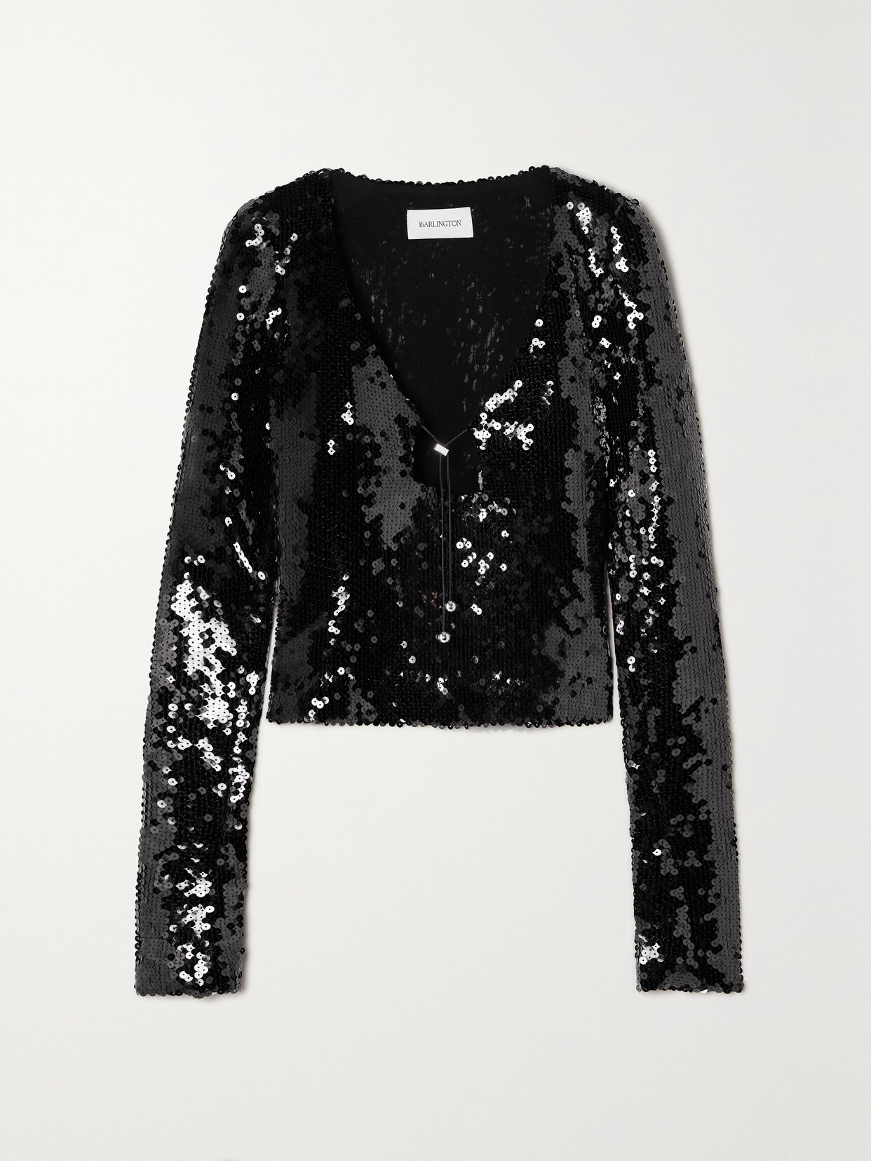 16ARLINGTON Solaris Cutout Sequined Stretch-tulle Top - Black