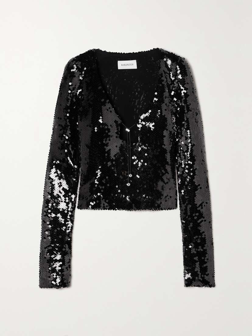 16Arlington Solaris Cutout Sequined Stretch-tulle Top - UK 16