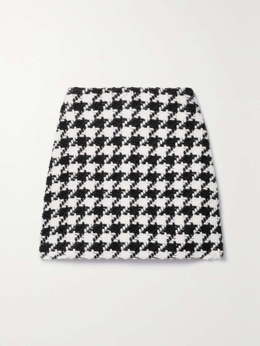 Anine Bing Ada Brushed Houndstooth Tweed Mini Skirt