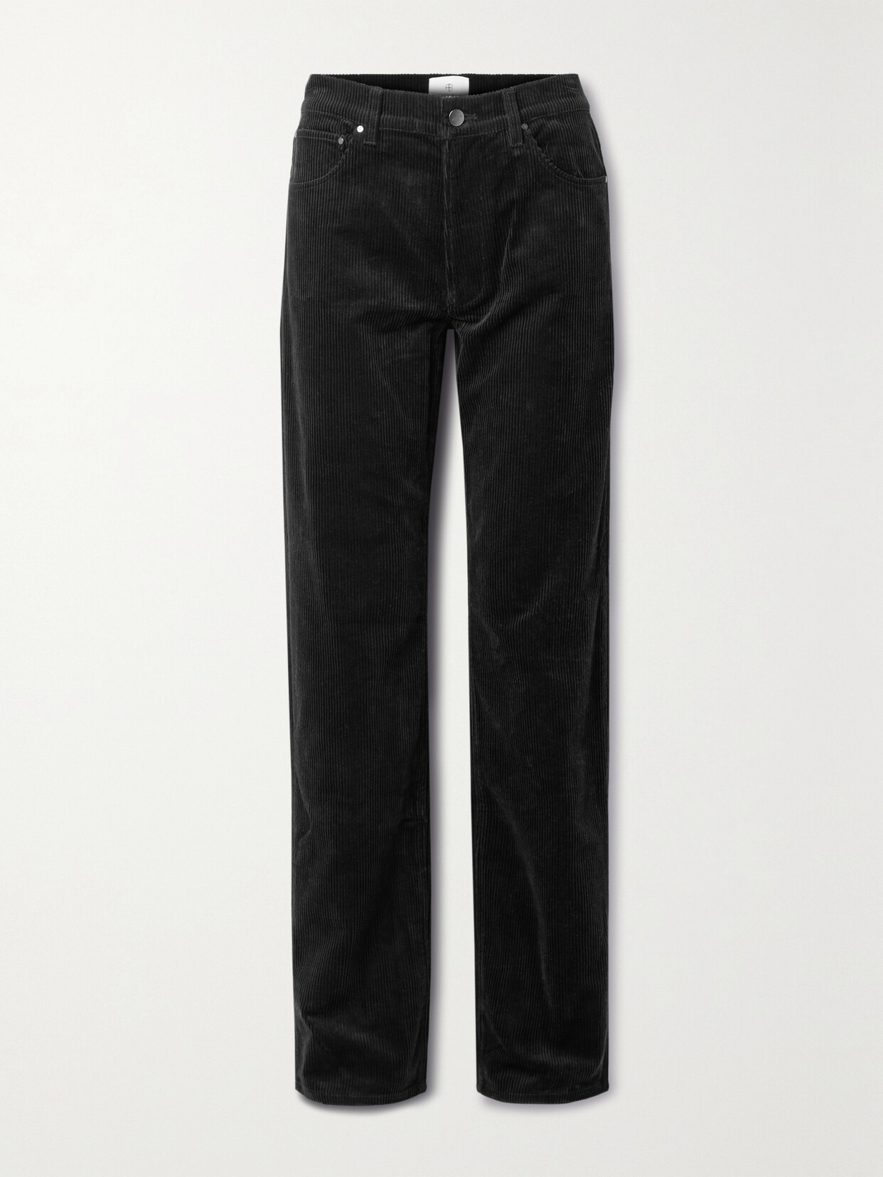 Anine Bing Roy Cotton-corduroy Straight-leg Trousers In Black