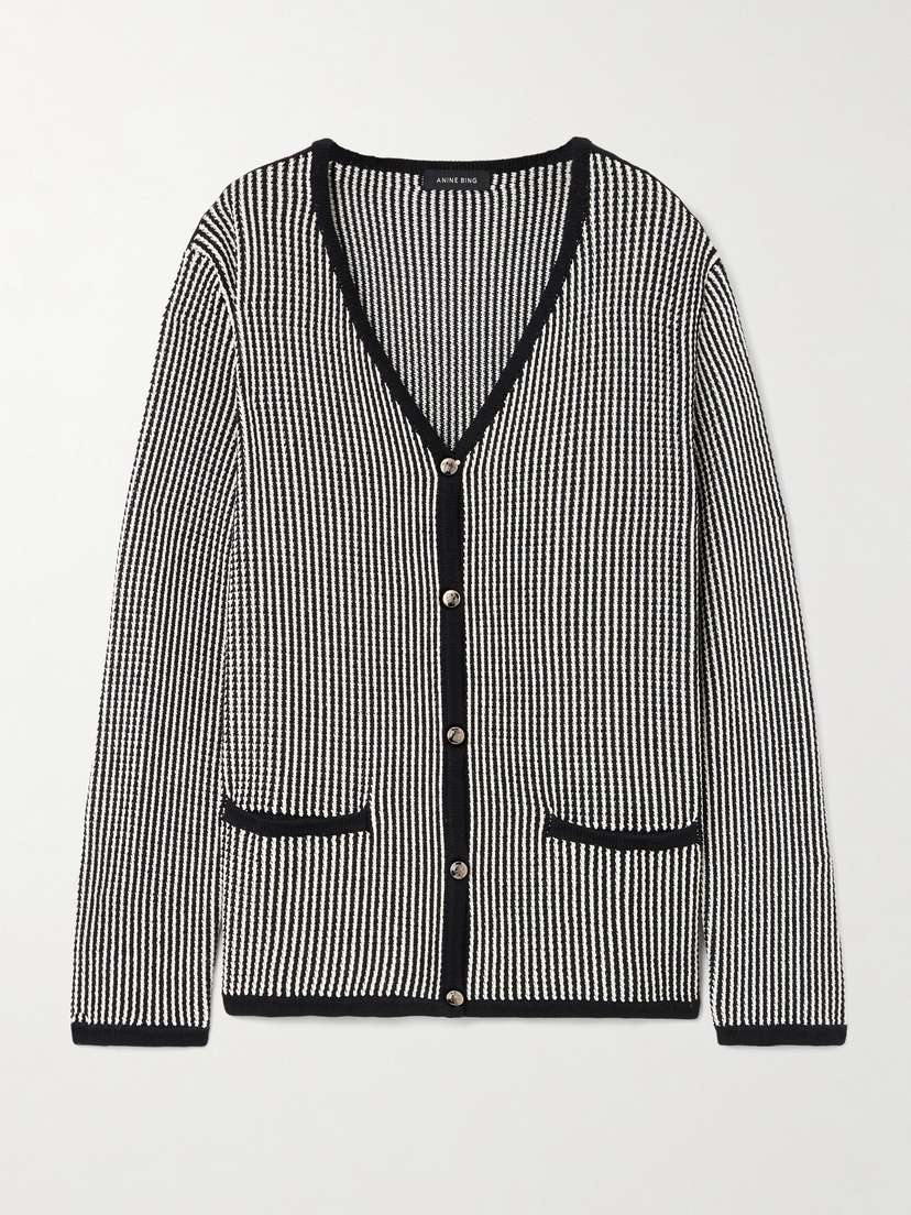 Anine Bing Dave Striped Knitted Cardigan