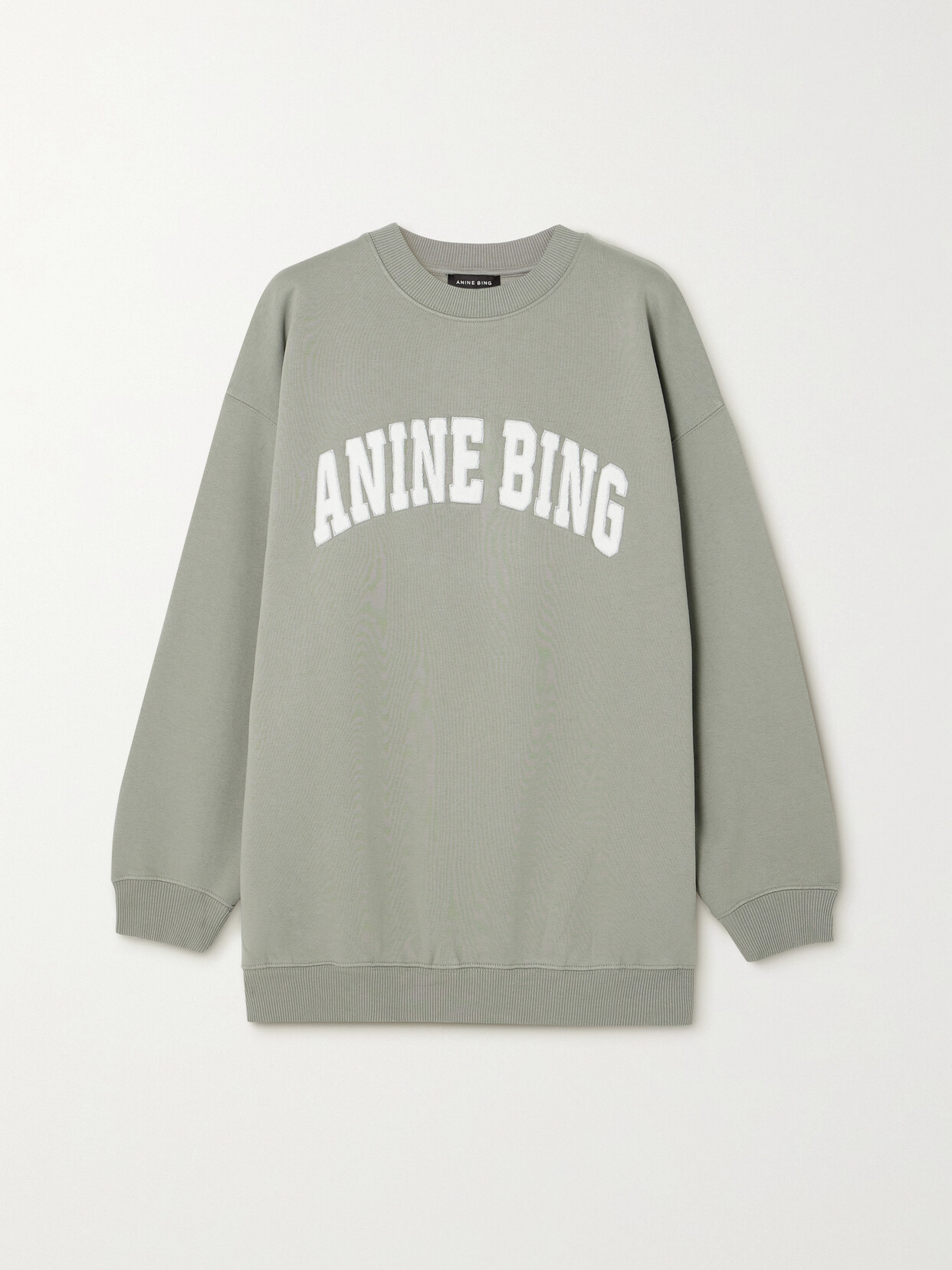 Anine Bing Tyler Appliquéd Organic Cotton-jersey Sweatshirt In Gray