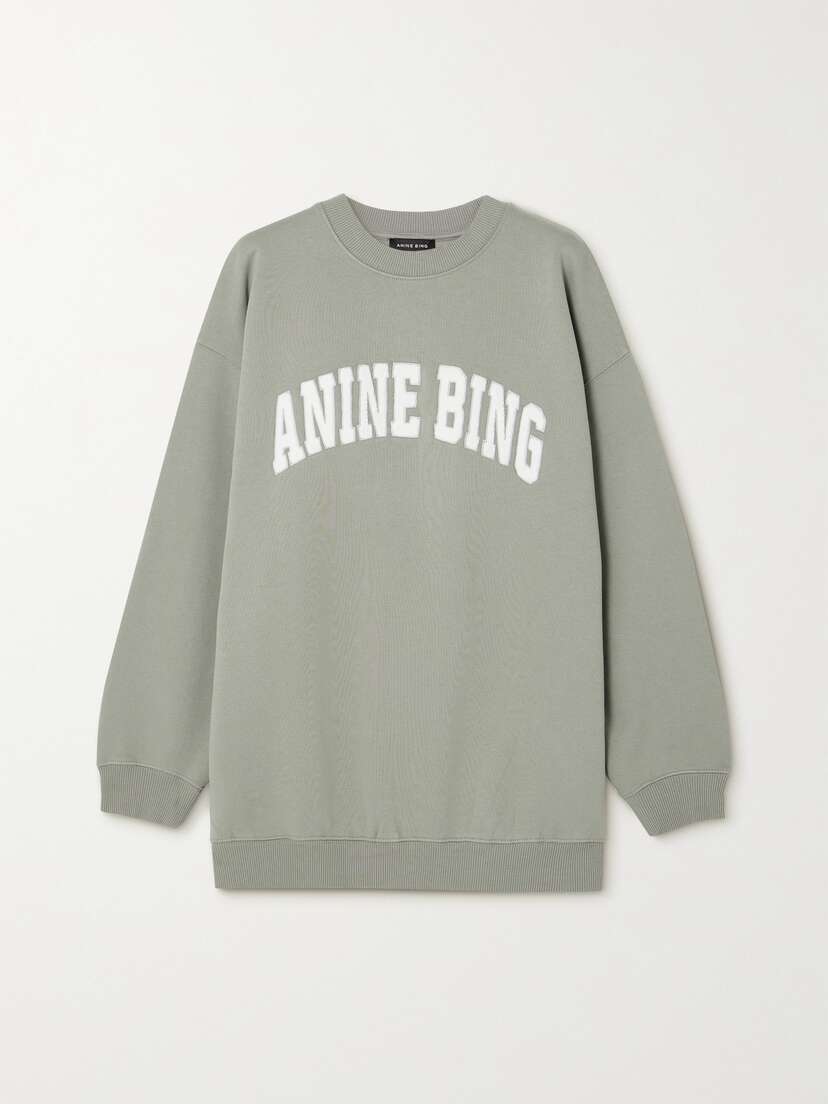 Anine Bing Tyler Appliquéd Organic Cotton-jersey Sweatshirt