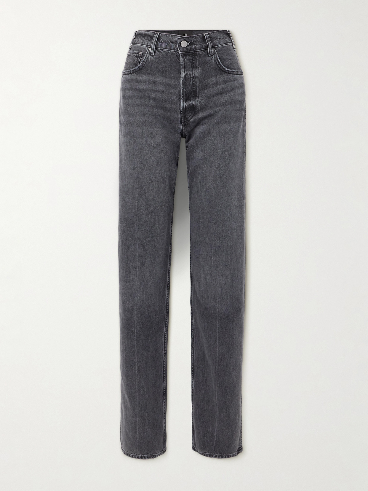 Anine Bing Roy Cotton Denim Straight Jeans In Grey