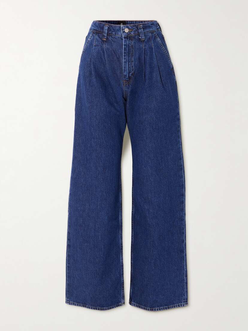 Anine Bing Carrie Pleated High-rise Straight-leg Jeans
