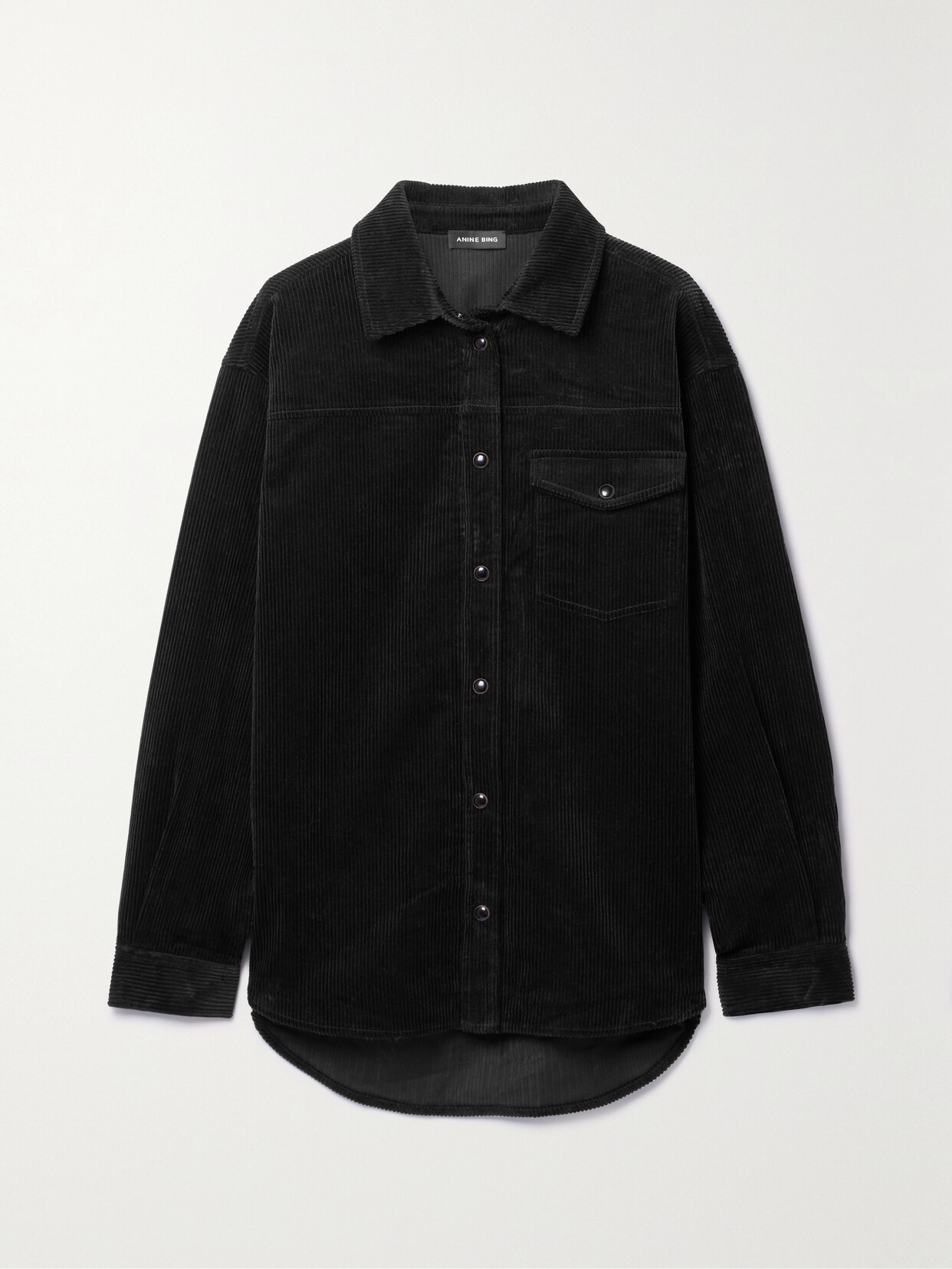 Shop Anine Bing Simon Cotton-corduroy Shirt In Black