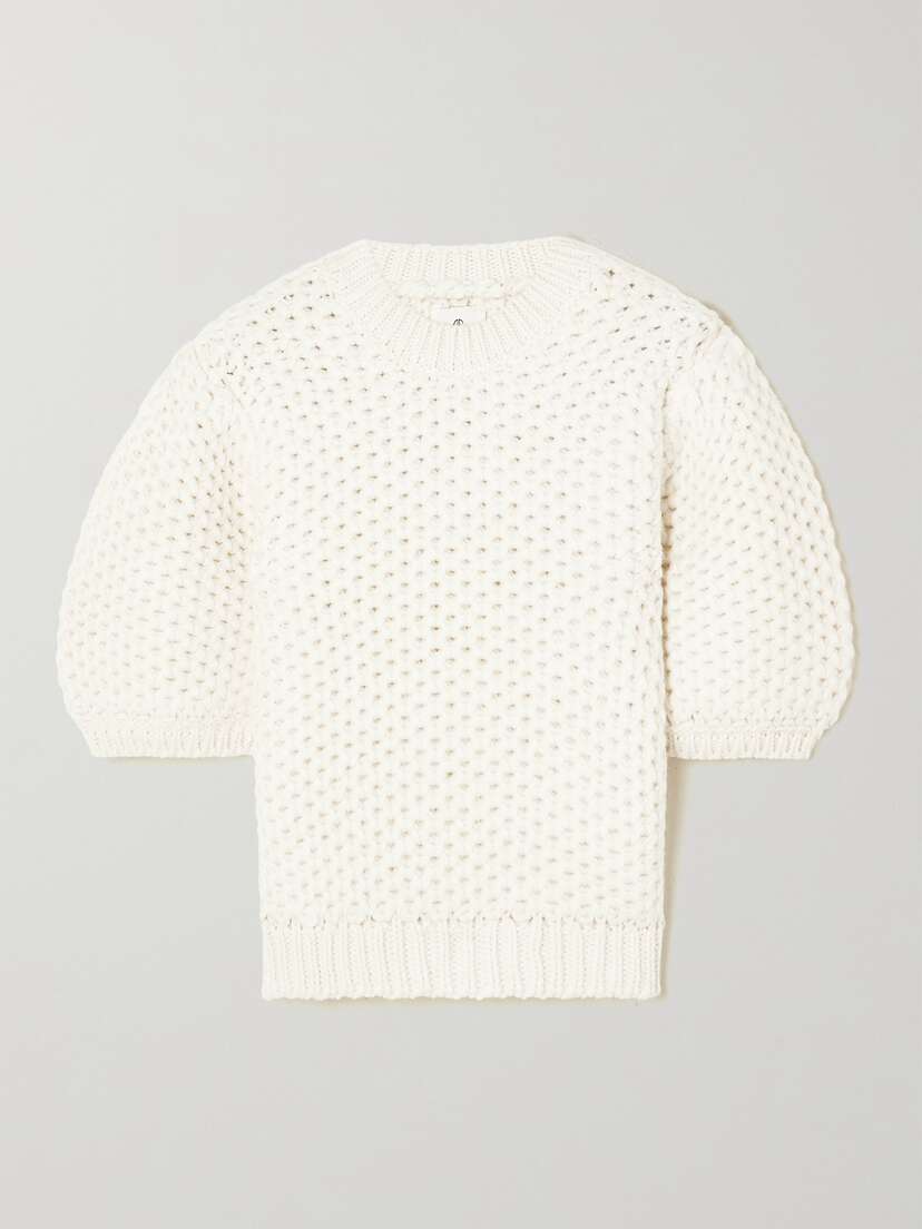 Anine Bing Brittany Merino Wool-blend Crochet Sweater