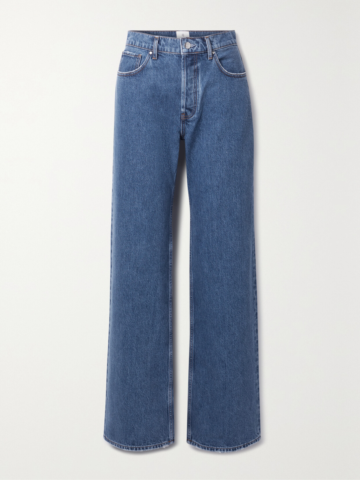 Anine Bing Hugh High-rise Straight-leg Organic Jeans In Blue