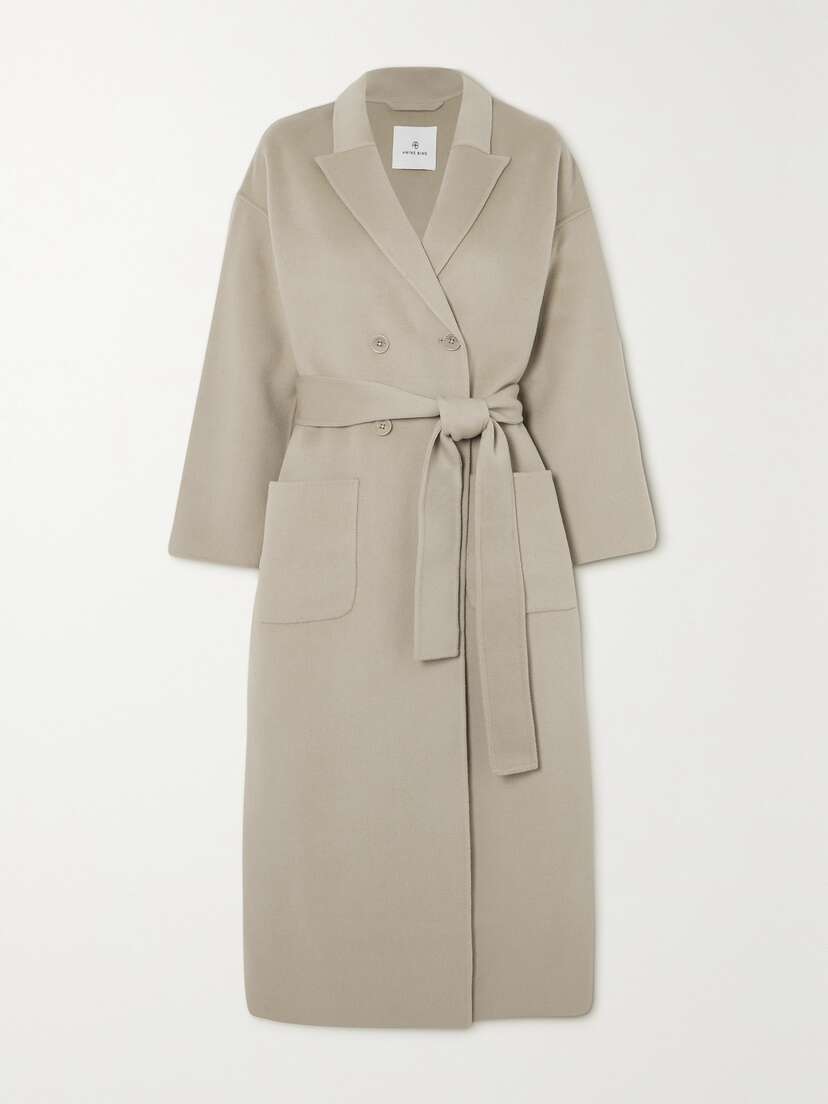 Anine Bing Dylan Double-breasted Belted Wool And Cashmere-blend Coat - x large