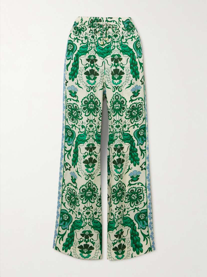 Cara Cara Amalfi Printed Silk-twill Wide-leg Pants -  - x large