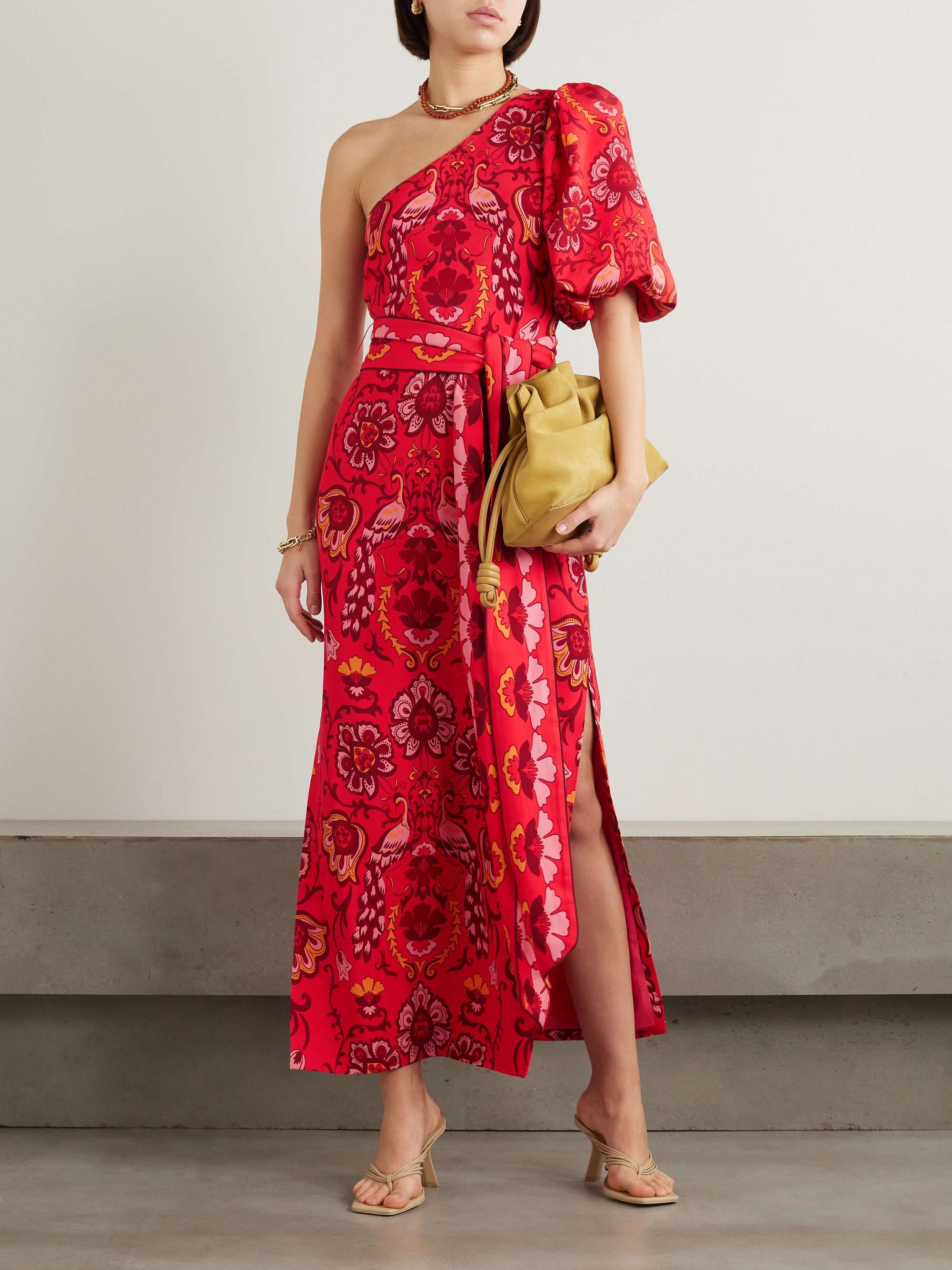 CARA CARA Lucia belted floral-print one-shoulder stretch-crepe maxi ...