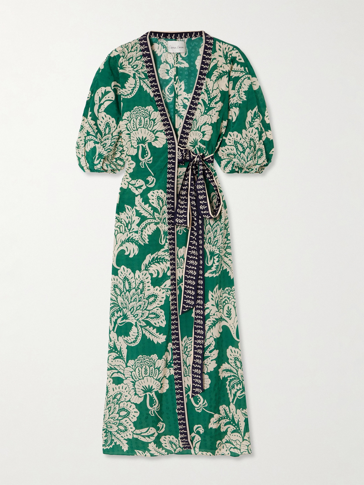 Cara Cara - Rosewood Floral-jacquard Midi Wrap Dress - Green