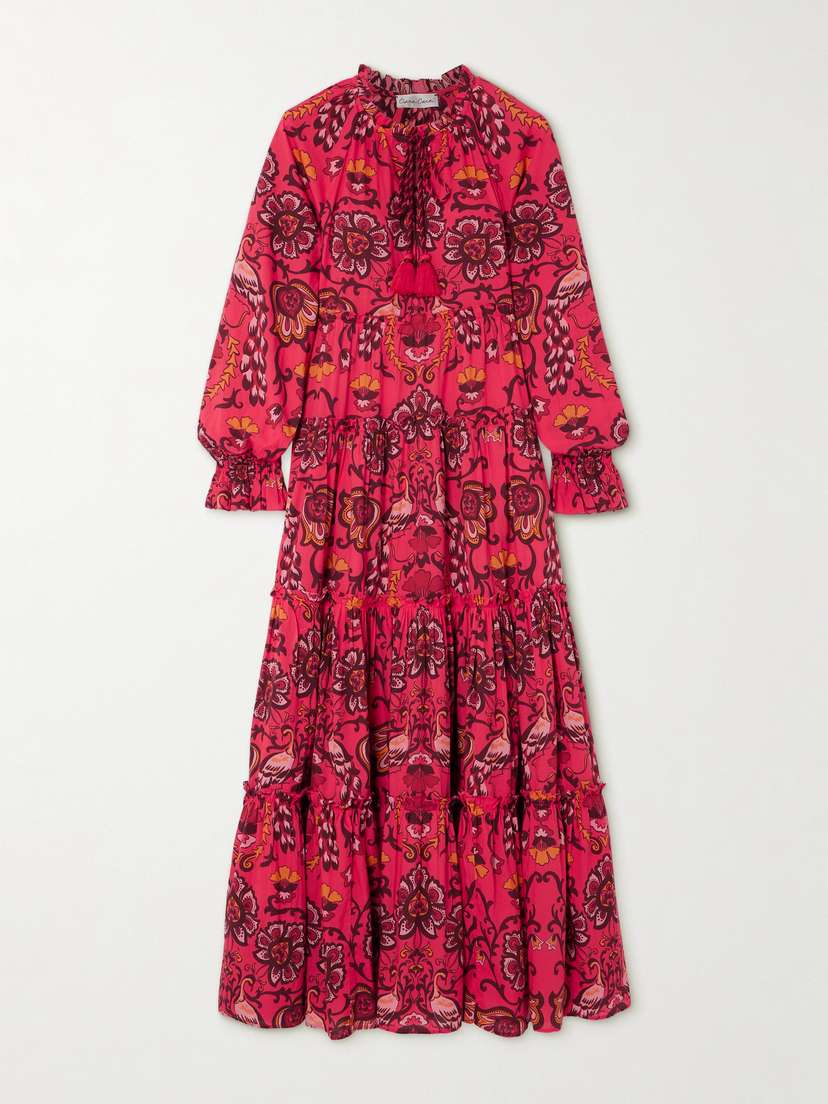 Cara Cara Grazia Tiered Gathered Floral-print Cotton-voile Maxi Dress