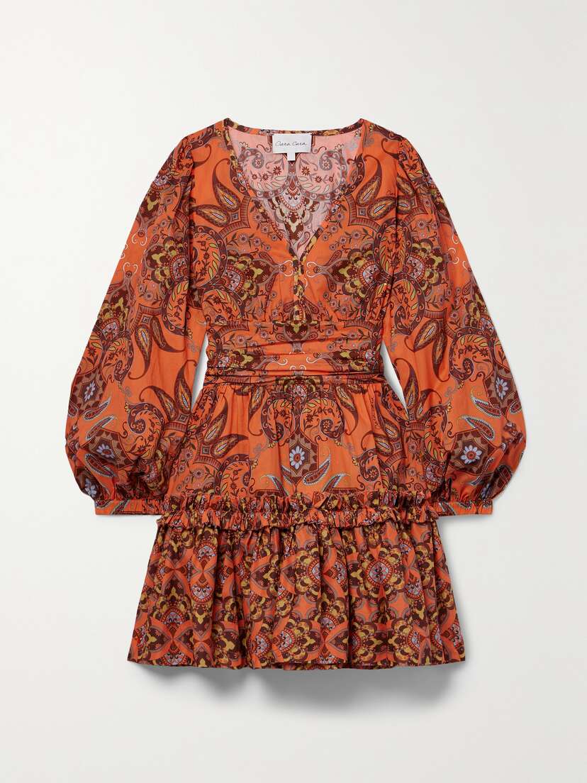 Cara Cara Harper Tiered Printed Cotton-voile Mini Dress
