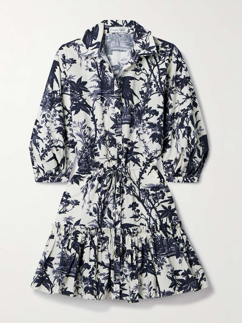Cara Cara Robin Ruffled Floral-print Cotton-poplin Mini Dress - x large