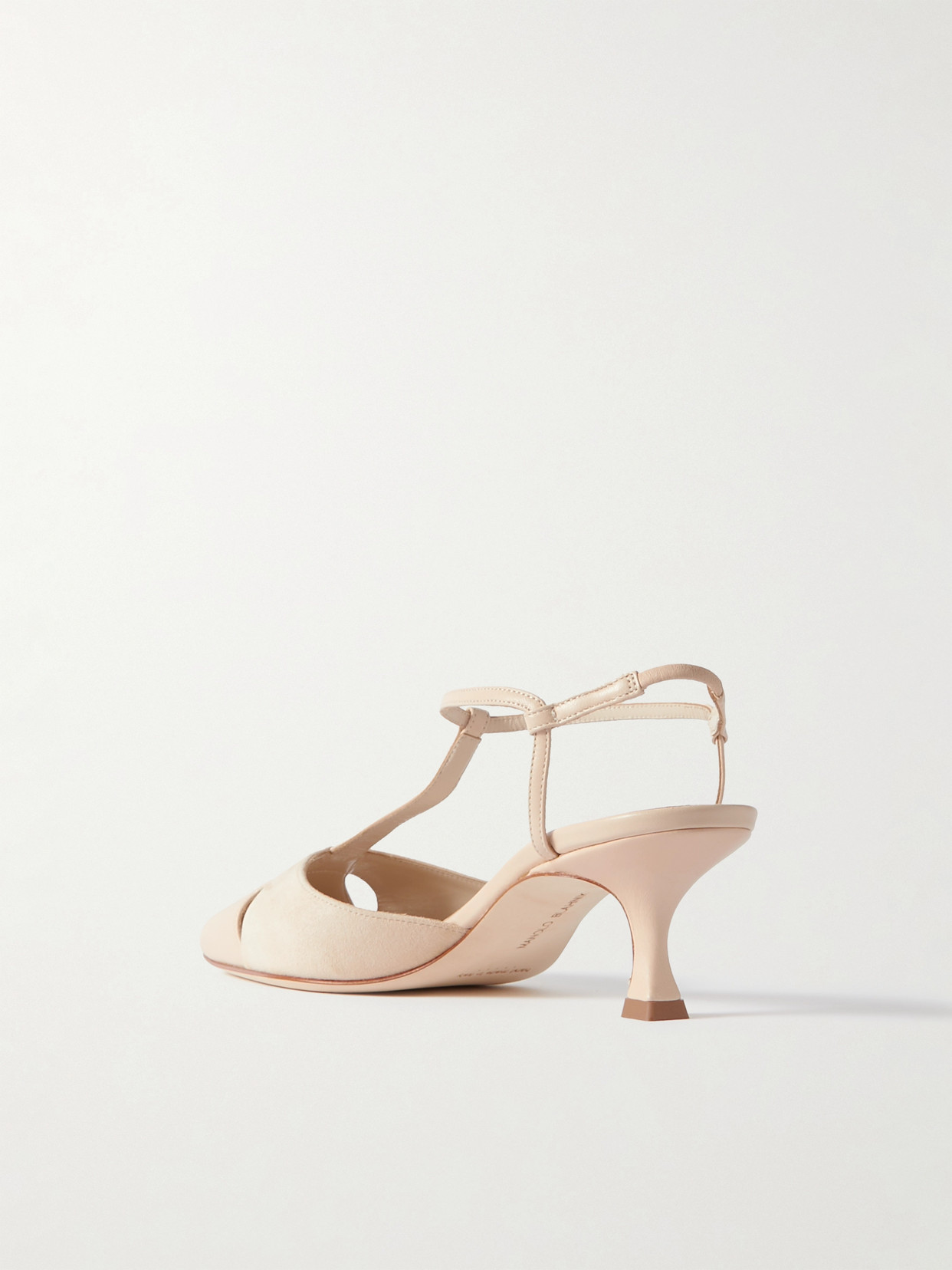 Manolo Blahnik Turgimod 50 Cutout Leather And Suede Slingback Pumps In Cream