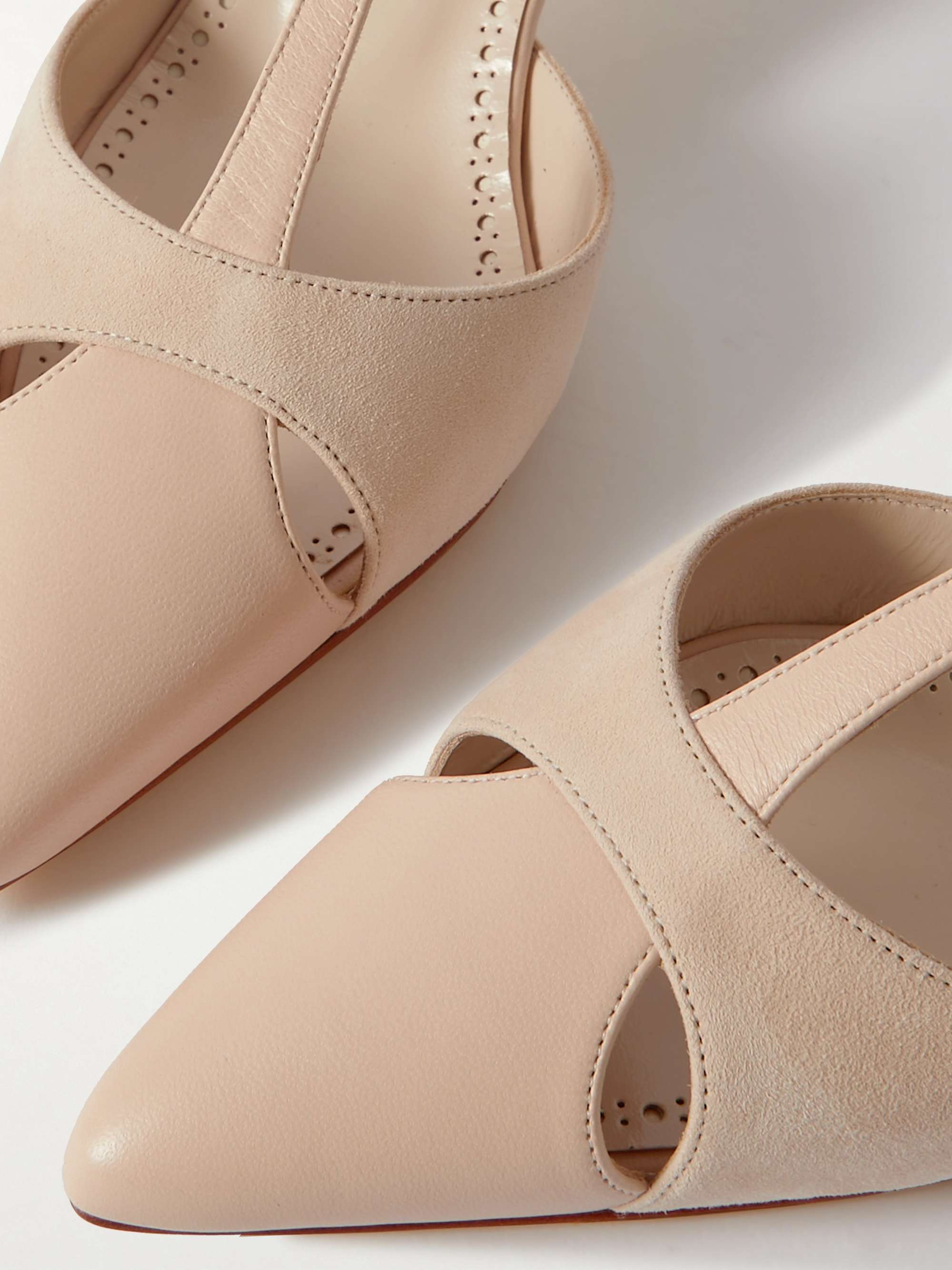 MANOLO BLAHNIK Turgimod 50 cutout leather and suede MANOLO BLAHNIK Turgimod 50 cutout leather and suede