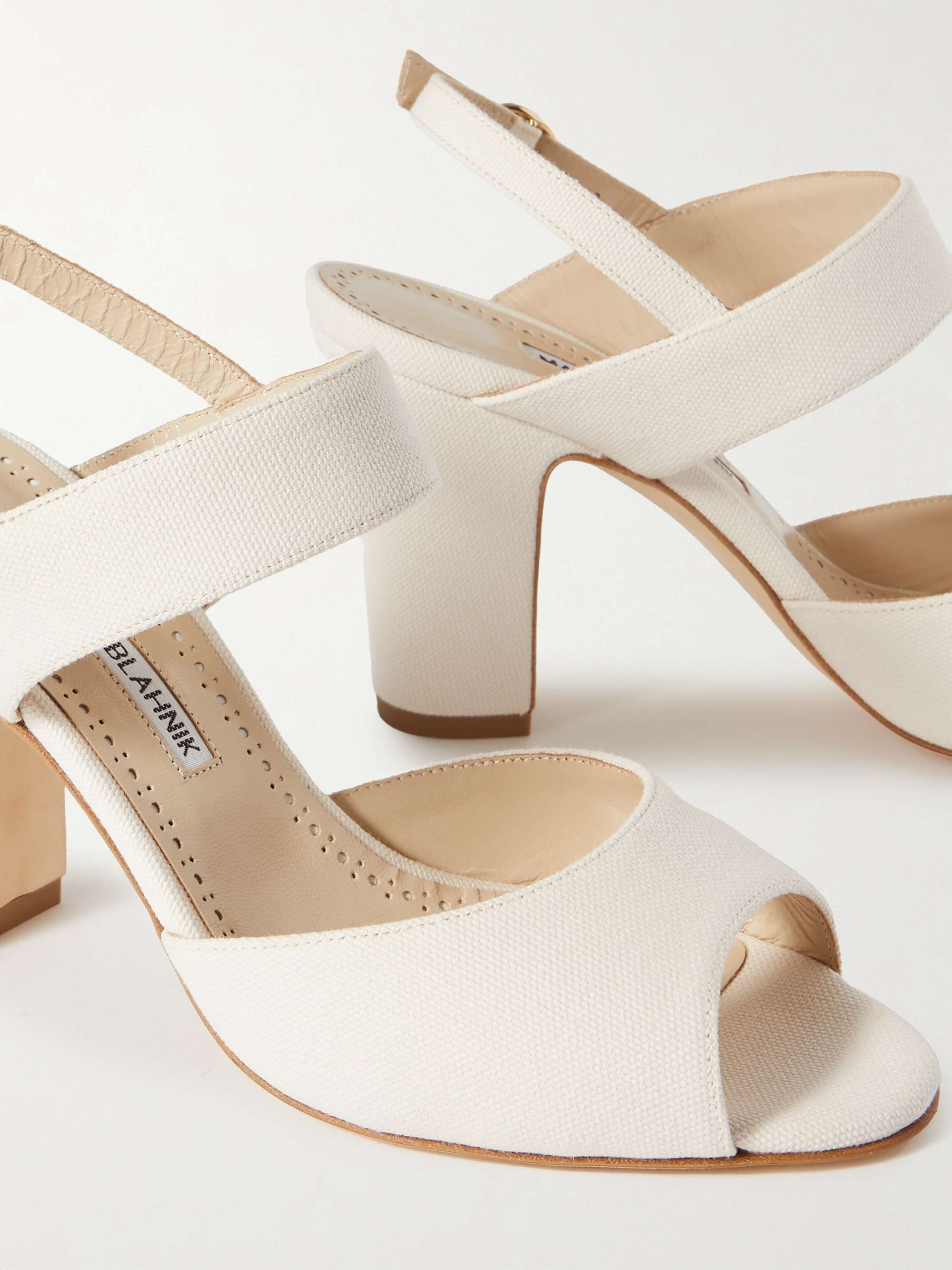MANOLO BLAHNIK Khiko 90 leather-trimmed canvas slingback