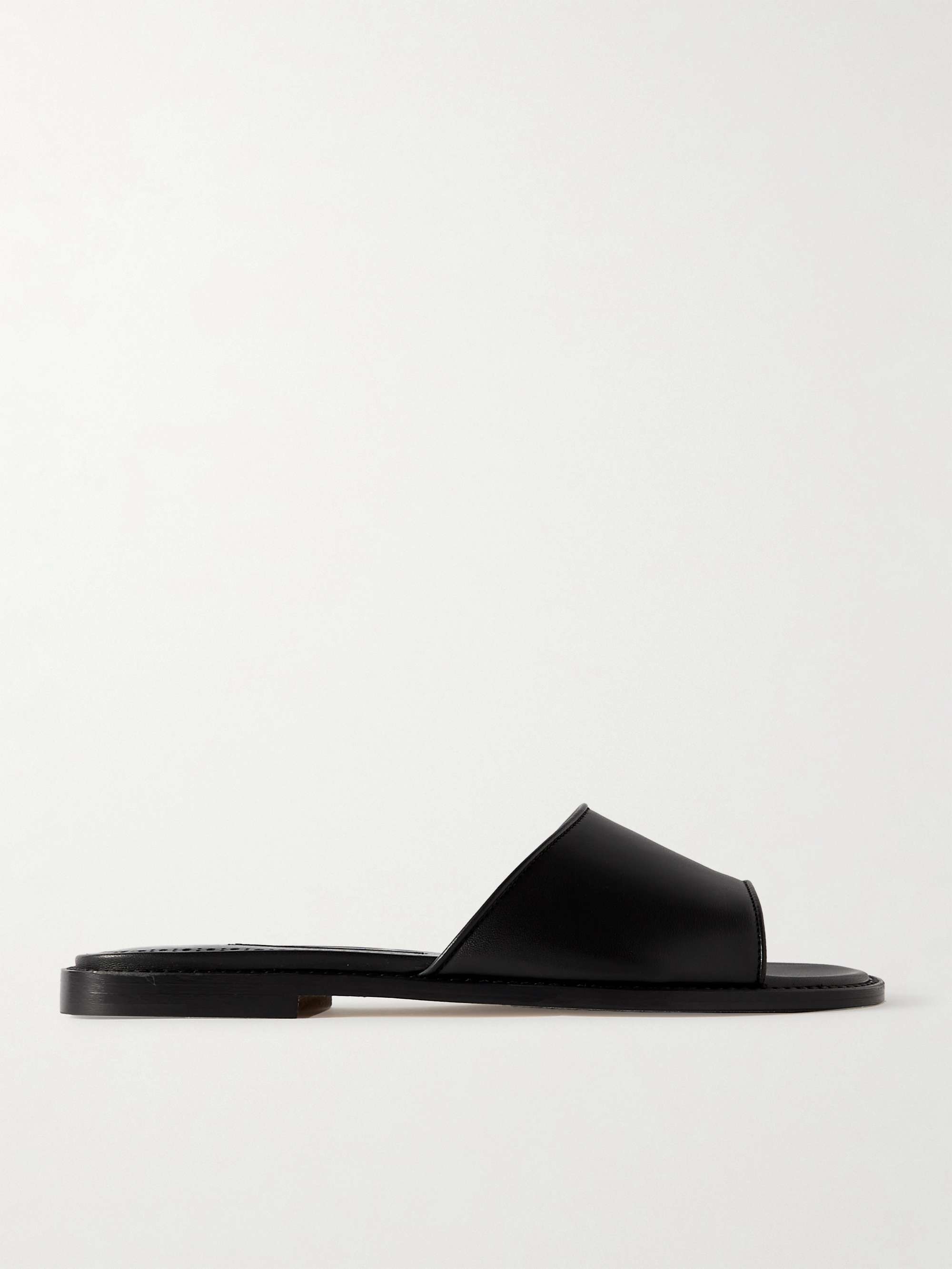 MANOLO BLAHNIK Safianu leather slides | NET-A-PORTER