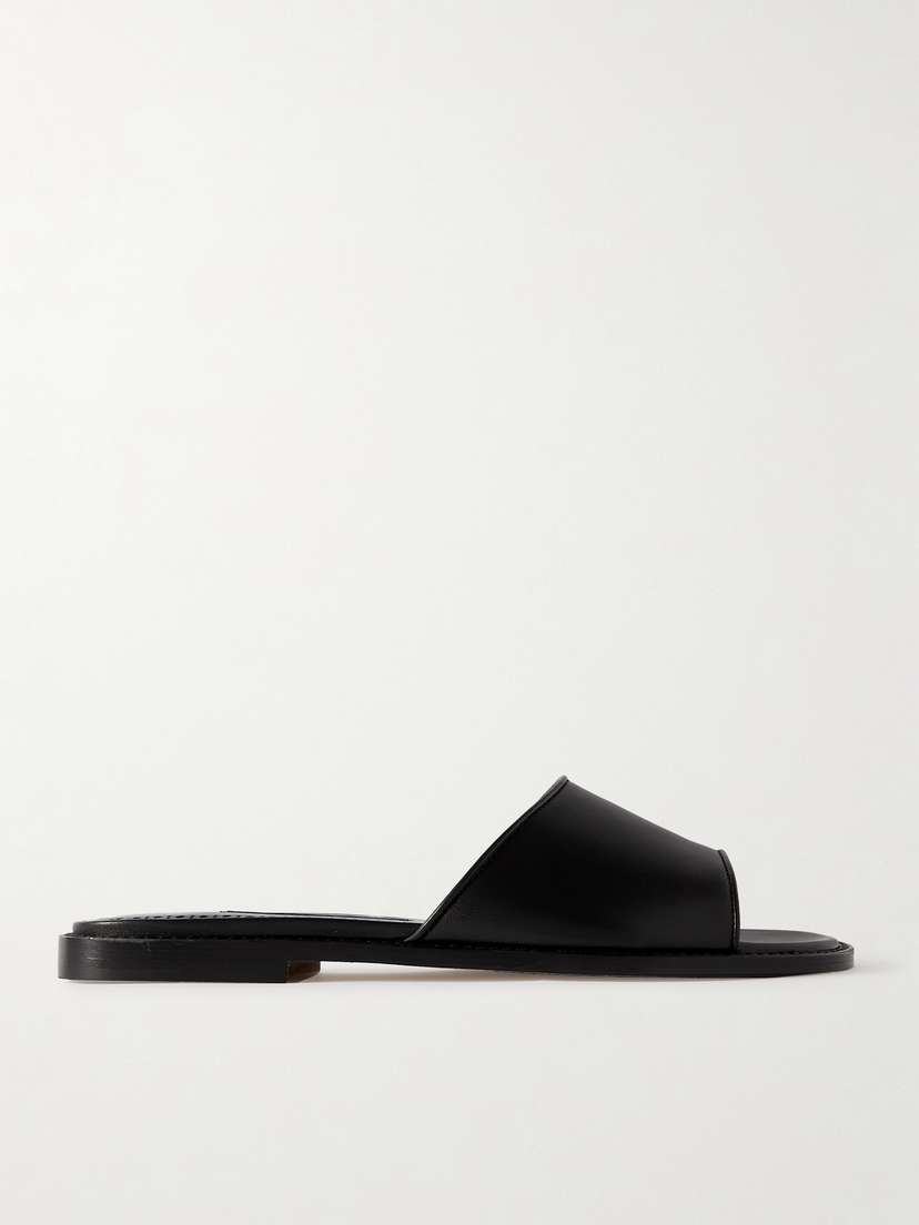Manolo Blahnik Safianu Leather Slides