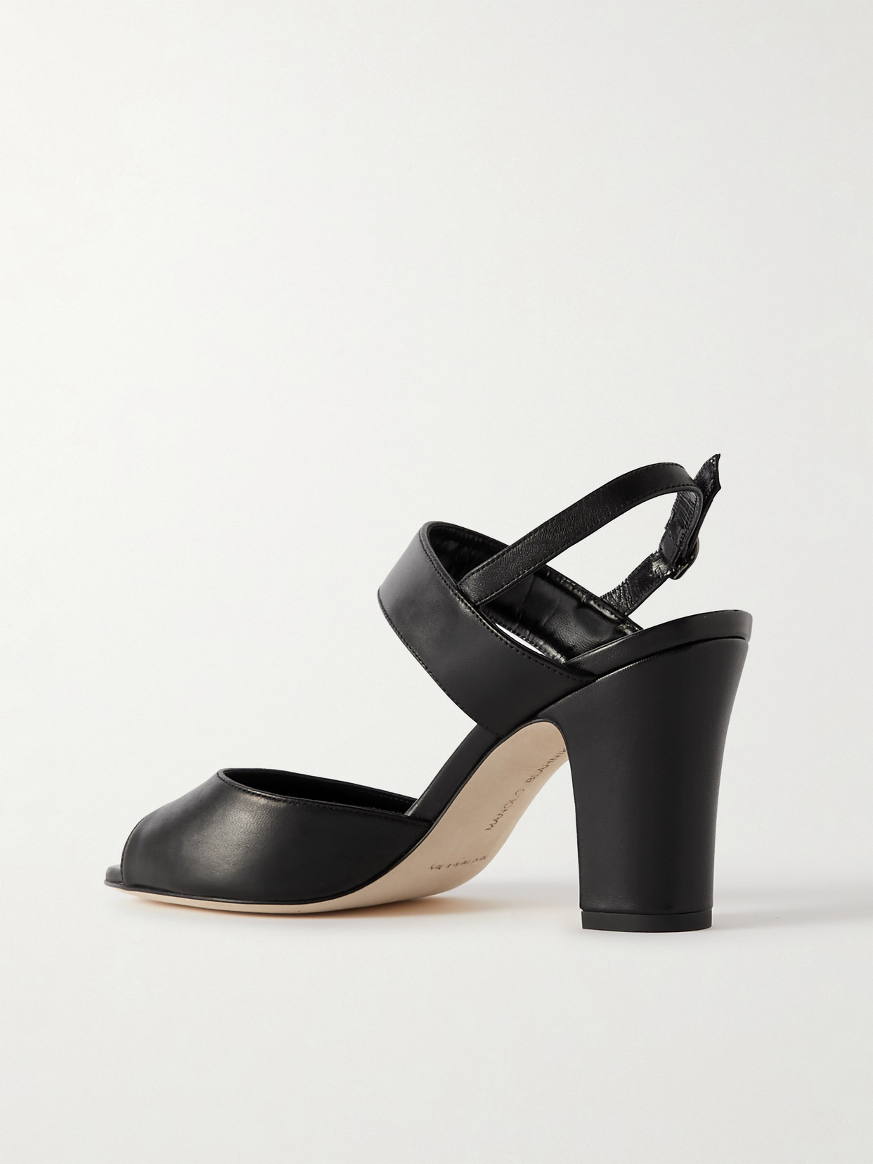 Shop Manolo Blahnik Khiko 90 Leather Slingback Sandals In Black