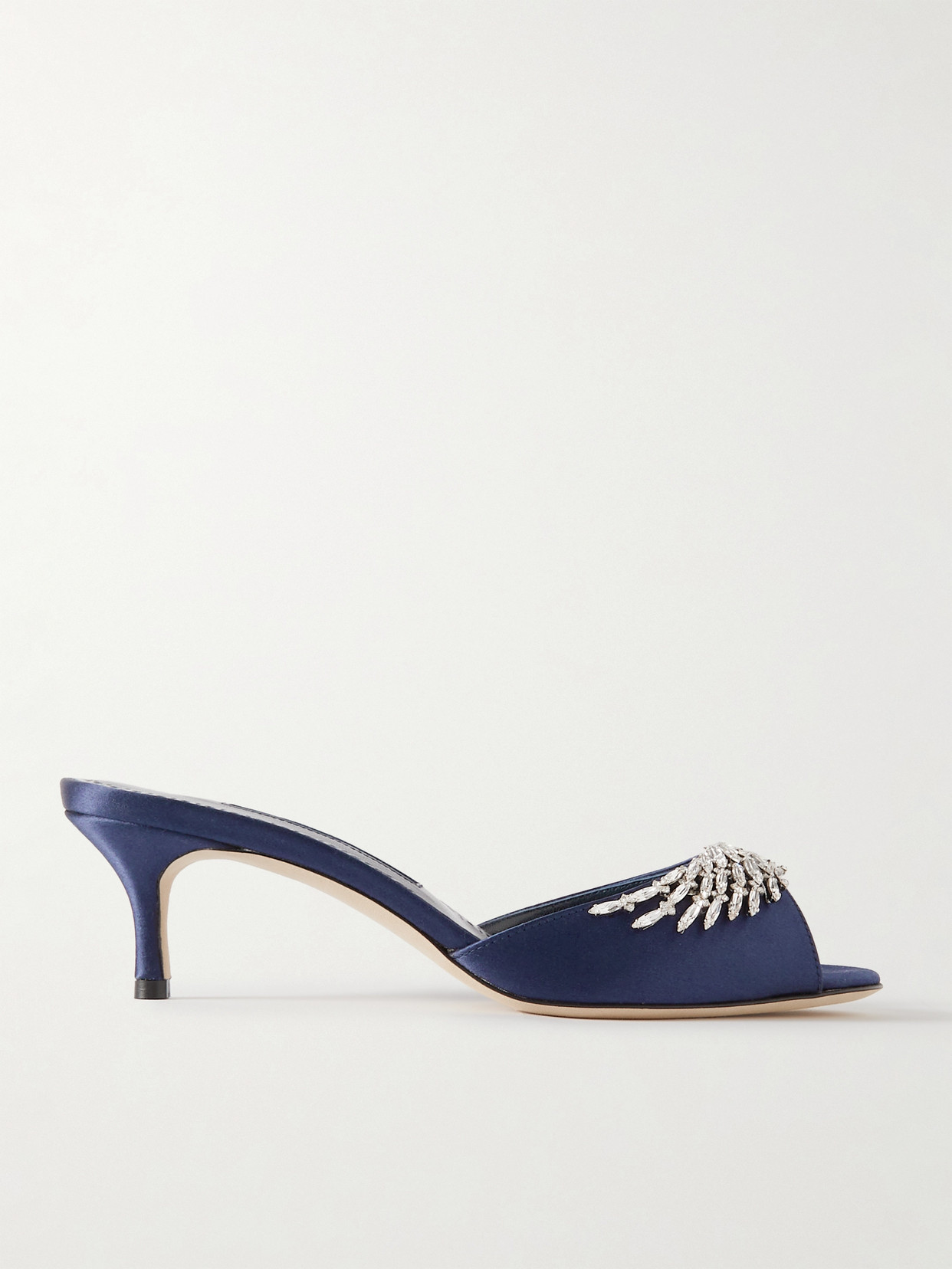 Manolo Blahnik - Lumada 50 Crystal-embellished Satin Mules - Blue