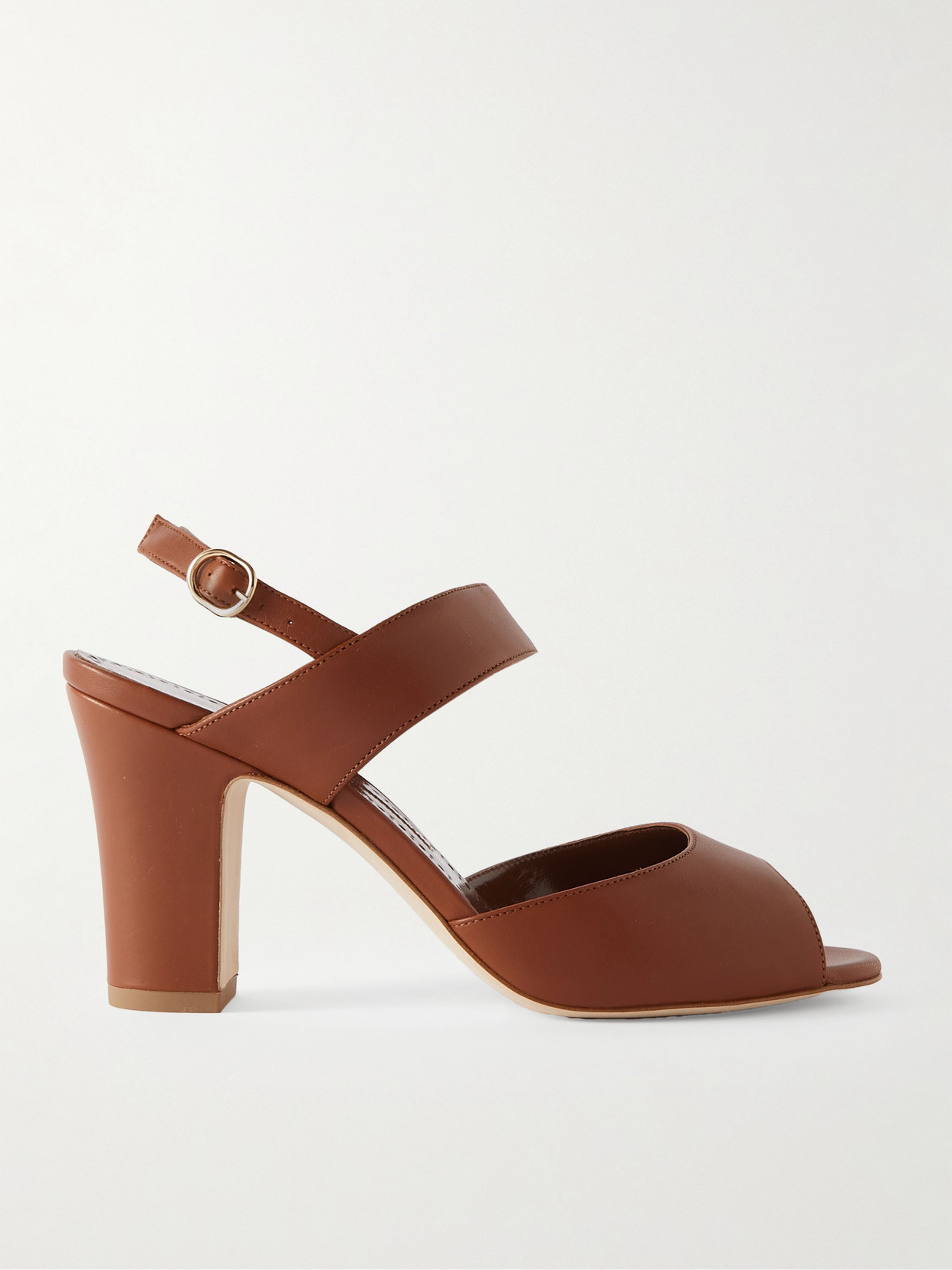 Manolo Blahnik - Khiko 90 Leather Slingback Sandals - Tan
