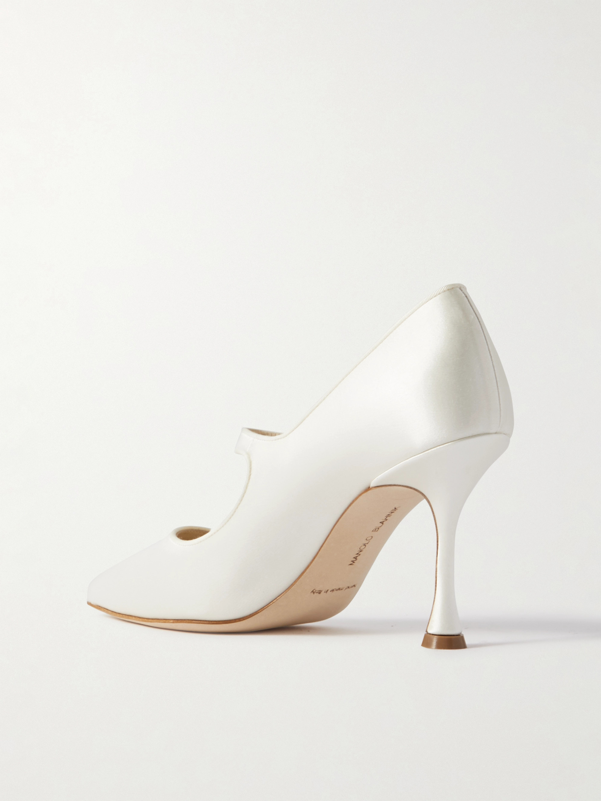 MANOLO BLAHNIK Campari Bridal 90 grosgrain-trimmed satin Mary Jane pumps thumbnail