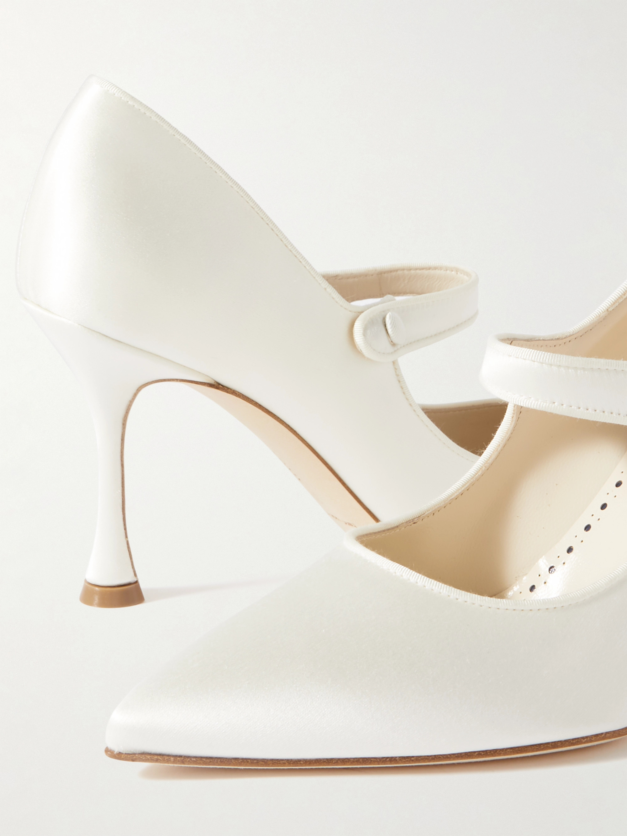 MANOLO BLAHNIK Campari Bridal 90 grosgrain-trimmed satin Mary Jane pumps thumbnail