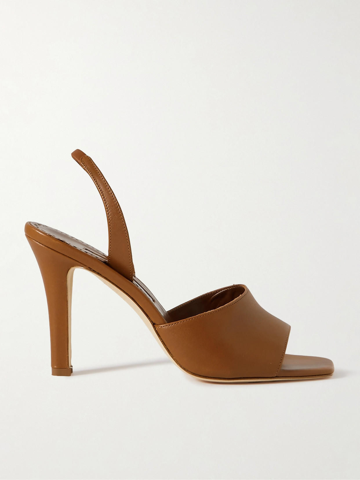 Manolo Blahnik Clotilde 105 Leather Slingback Sandals In Brown