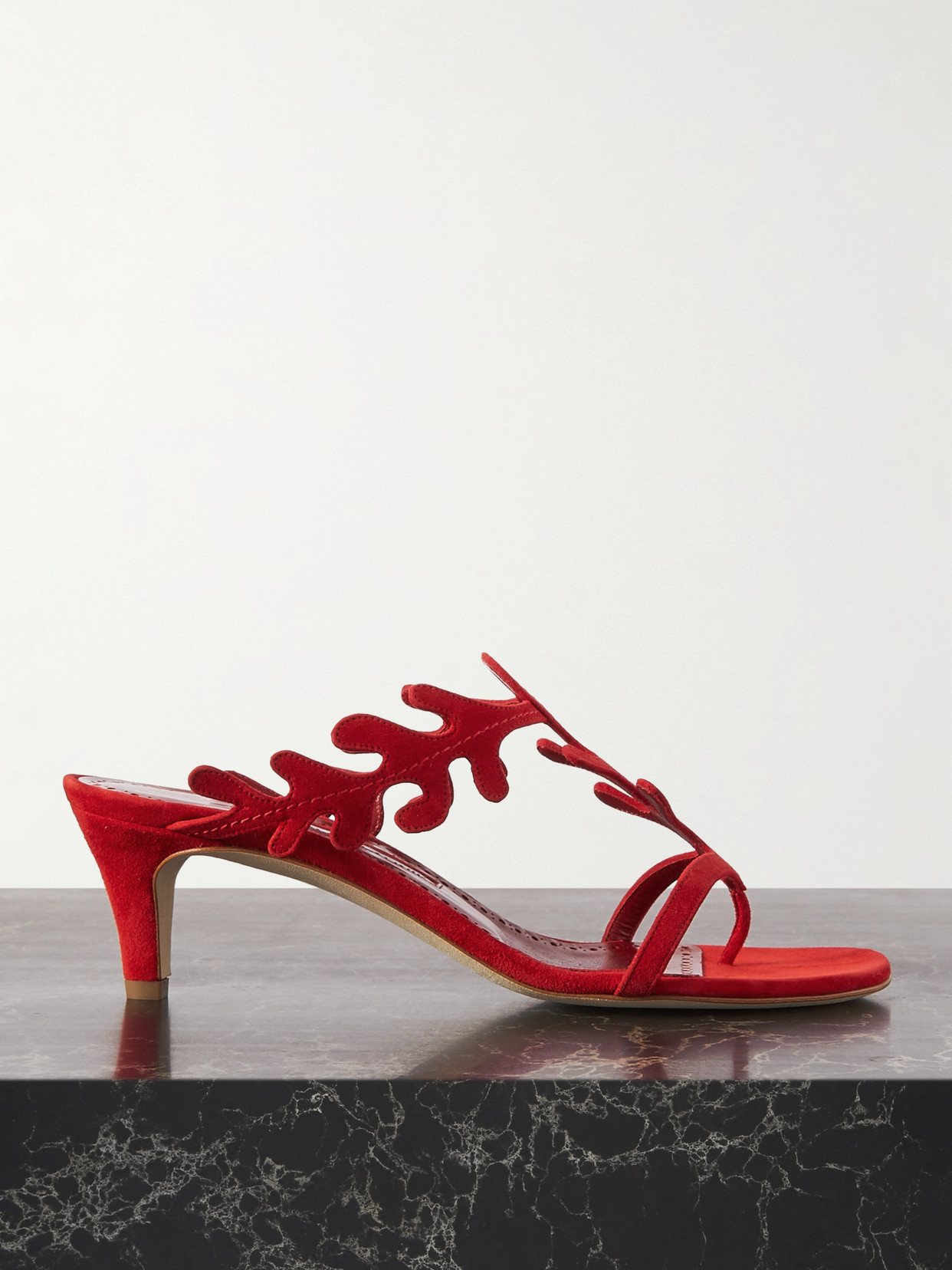 Shop Manolo Blahnik Hidrag 50 Suede Mules In Red